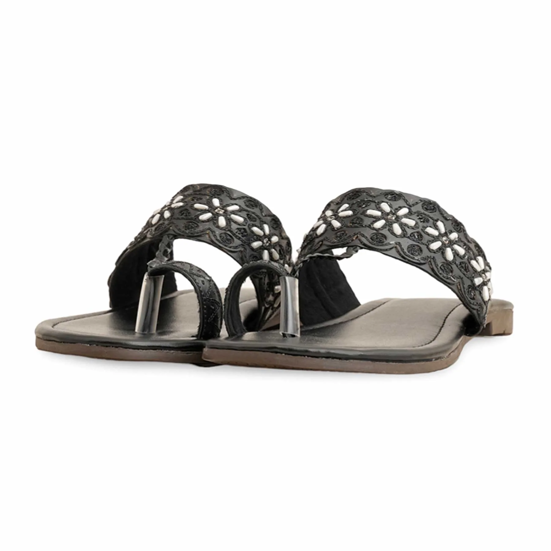 Black Formal Chappal For Women EC0231 - Image 3