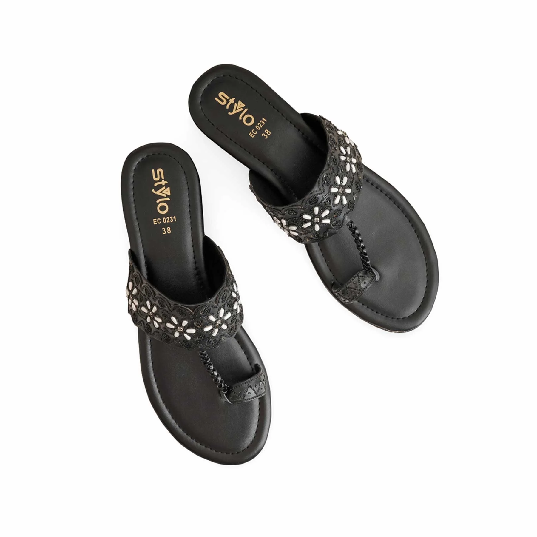 Black Formal Chappal For Women EC0231 - Image 5