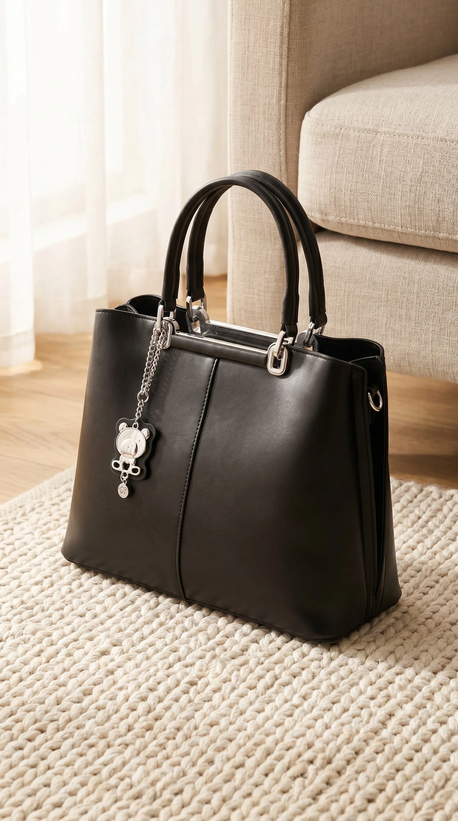 Black Formal Hand Bag For Ladies P36560 - Image 2