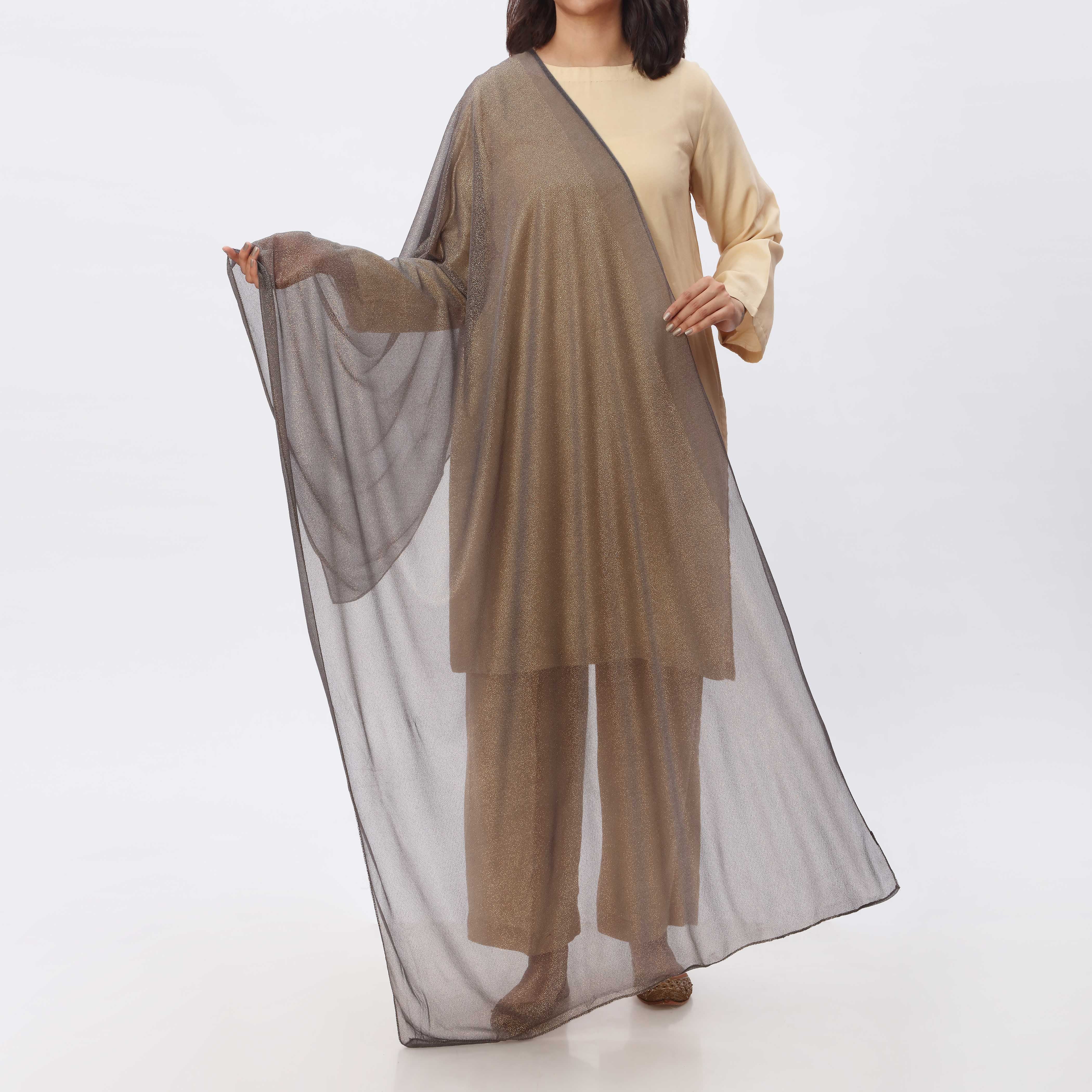 Black Golden Foil Printed Stole PS3765 - Image 2