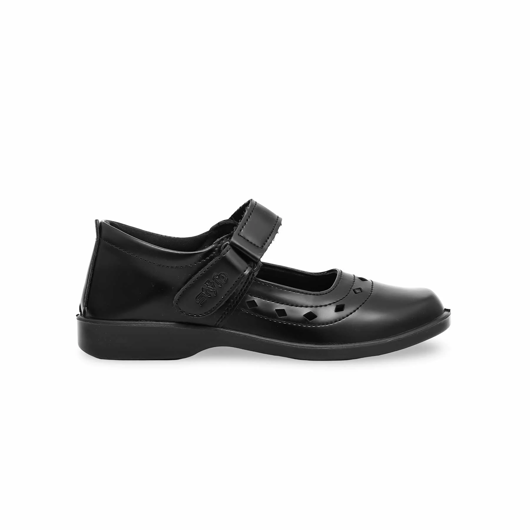 Girls Black Velcro Strap School Shoes SK0059 - Image 2
