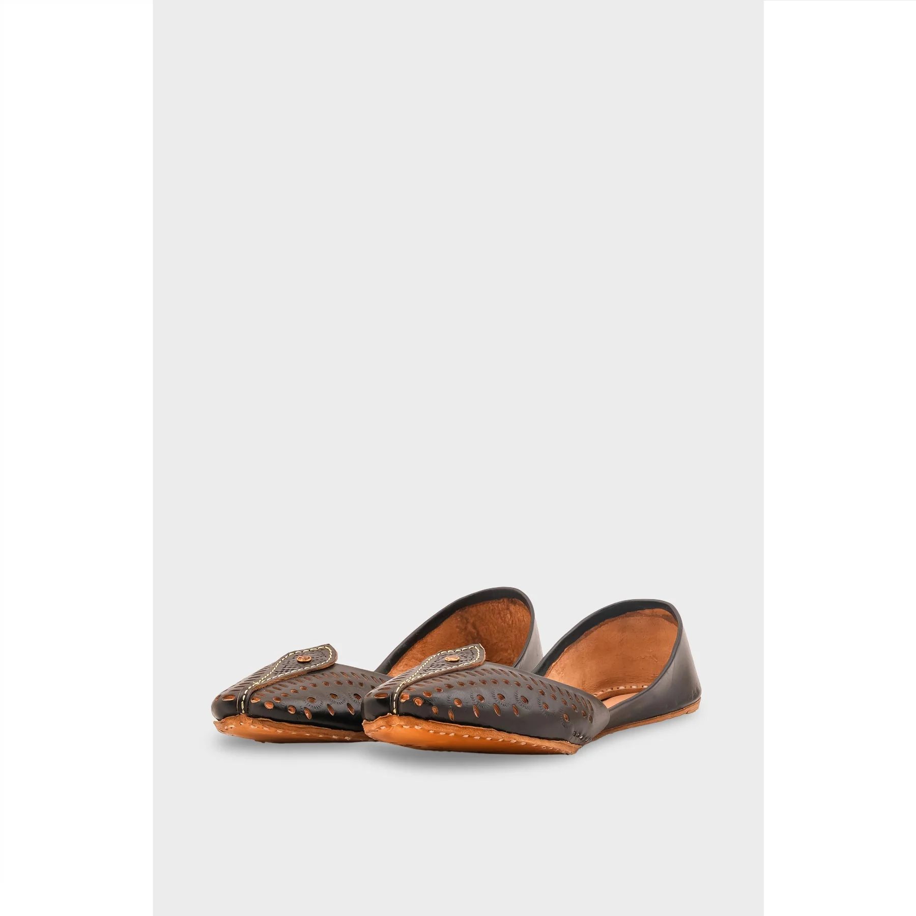 Black Leather Khussa For Women EC8710 - Image 3