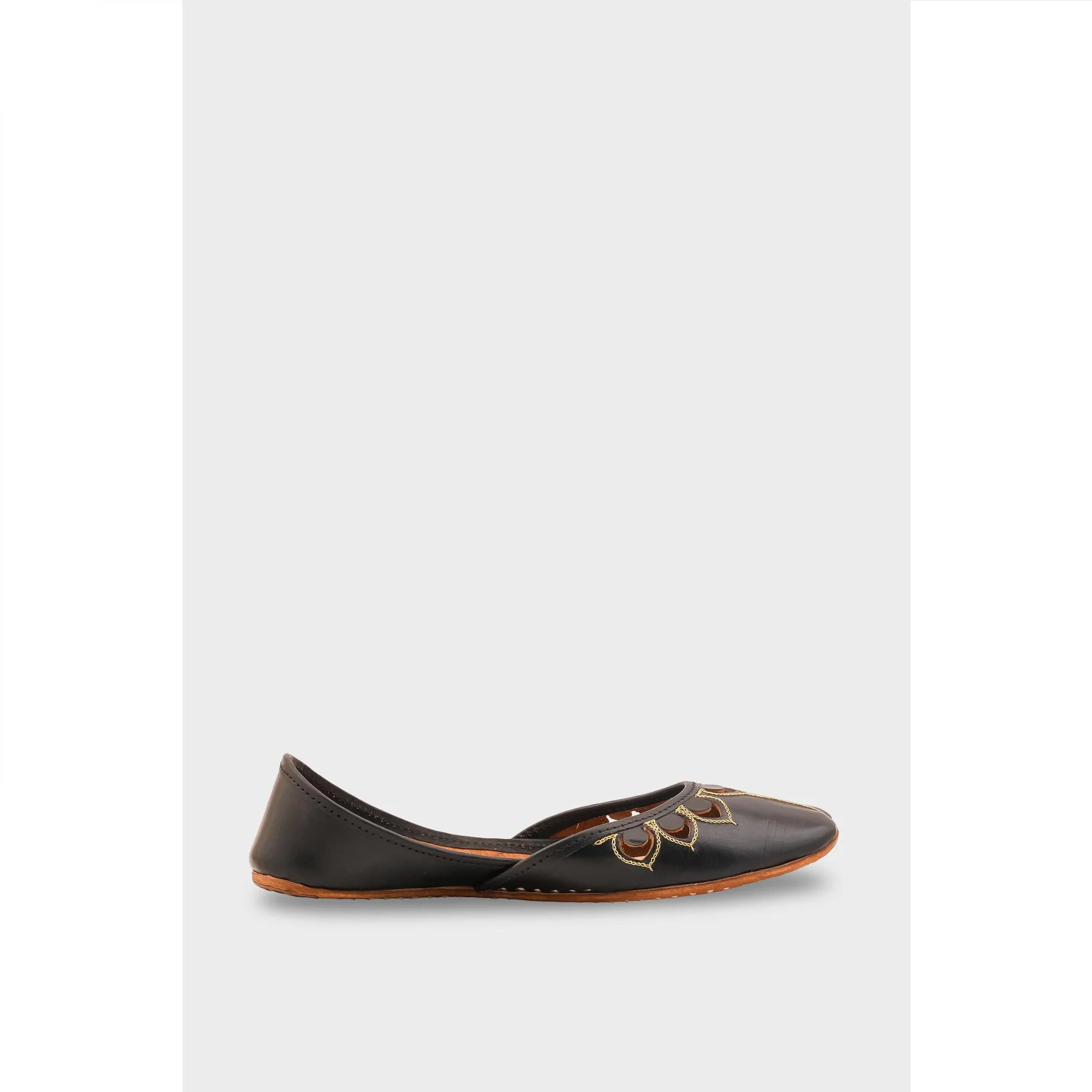 Black Leather Khussa For Women EC8711 - Image 2
