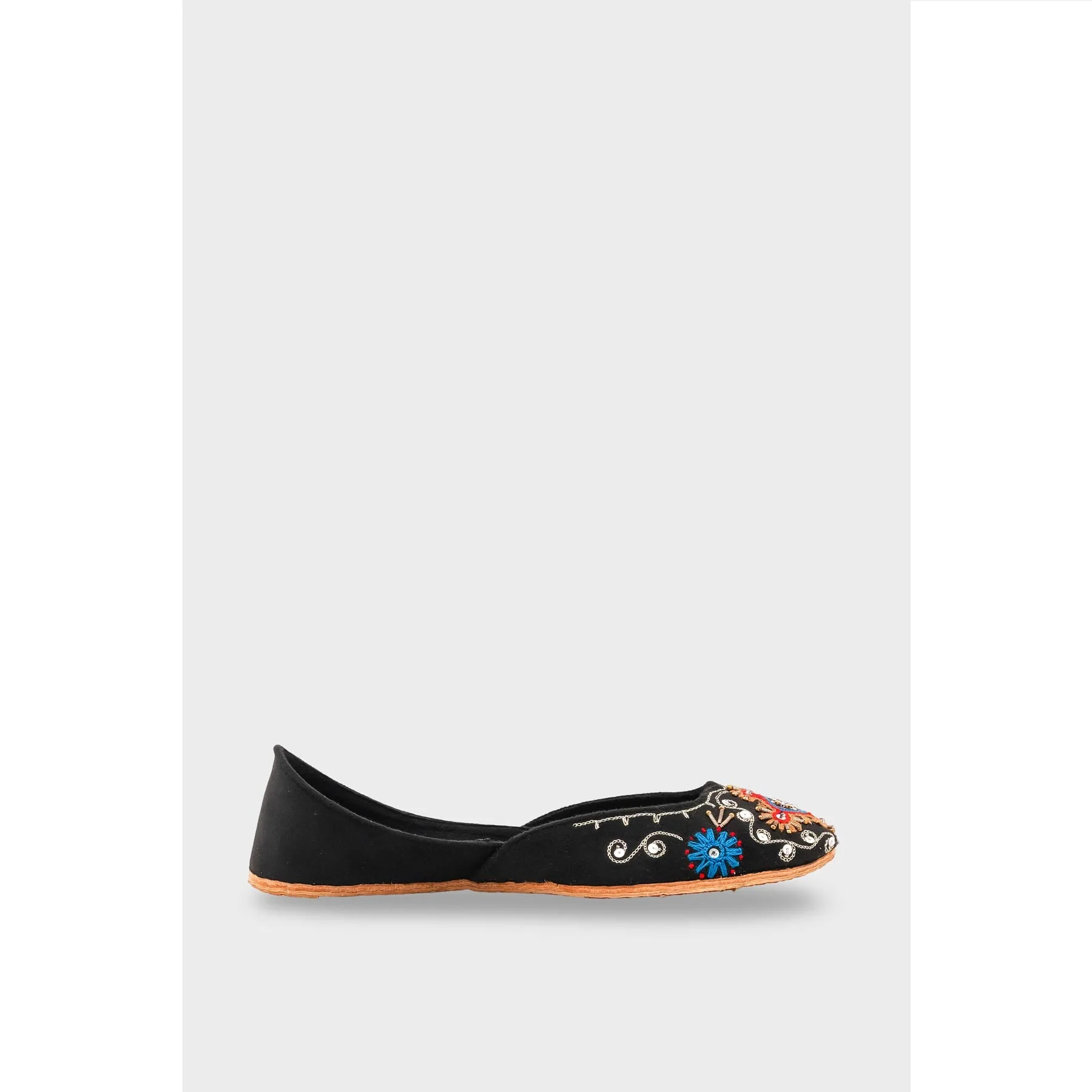 Black Leather Khussa For Women EC8763 - Image 3