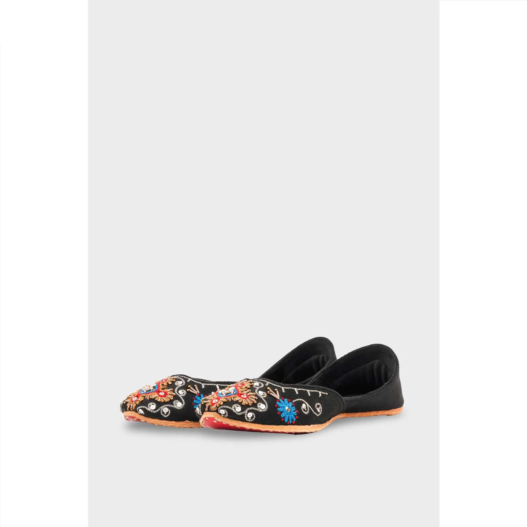 Black Leather Khussa For Women EC8763 - Image 4