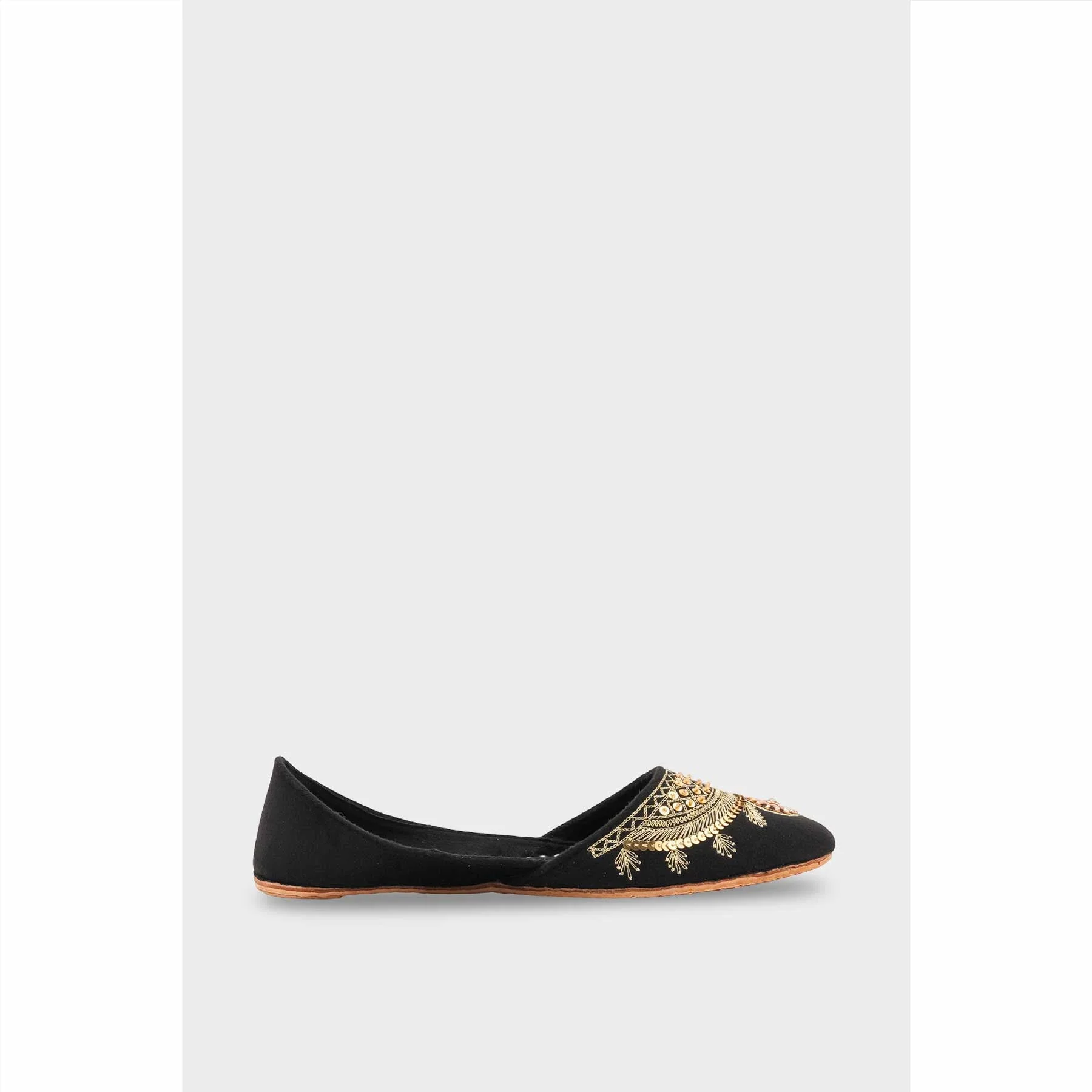 Black Leather Khussa For Women EC8765 - Image 3