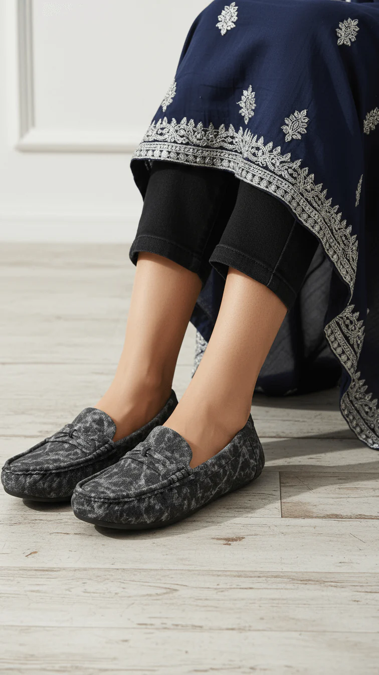 Black Moccasin For Ladies LWN430 - Image 2