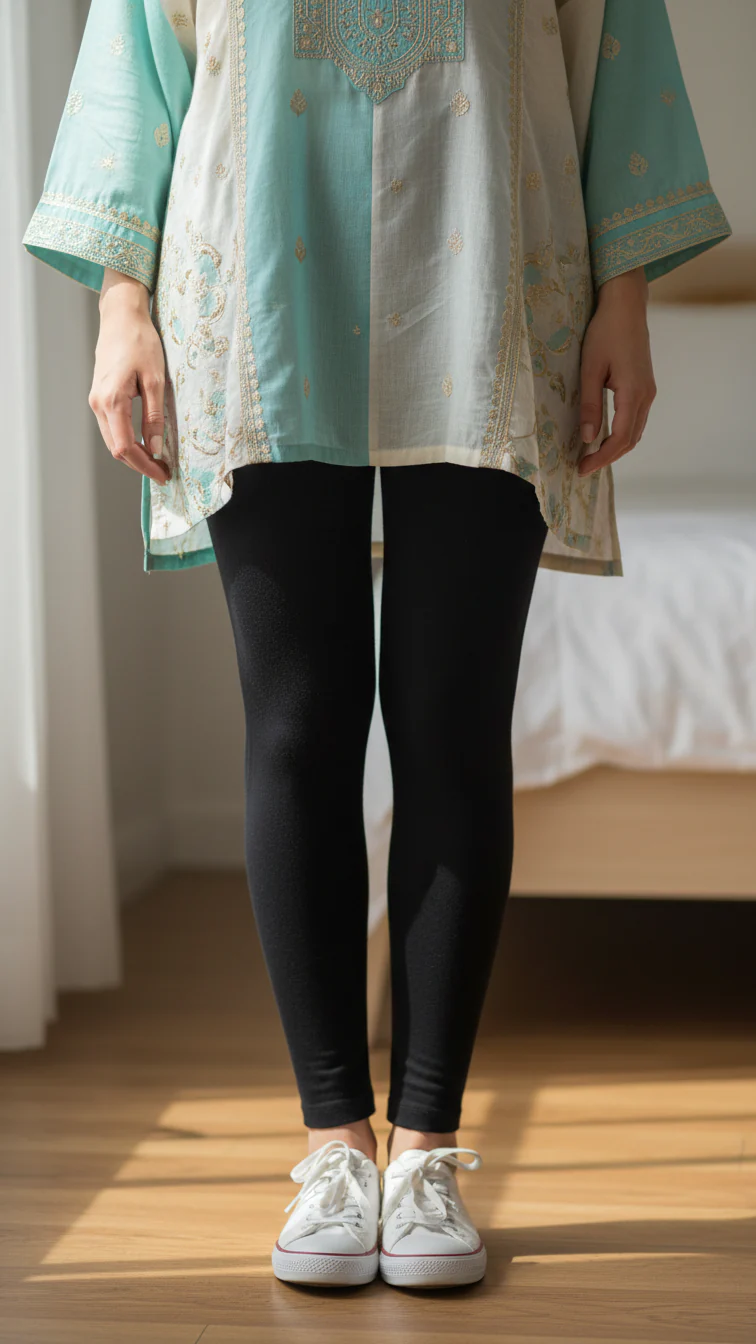 Black Plain Tights PT5000 - Image 2