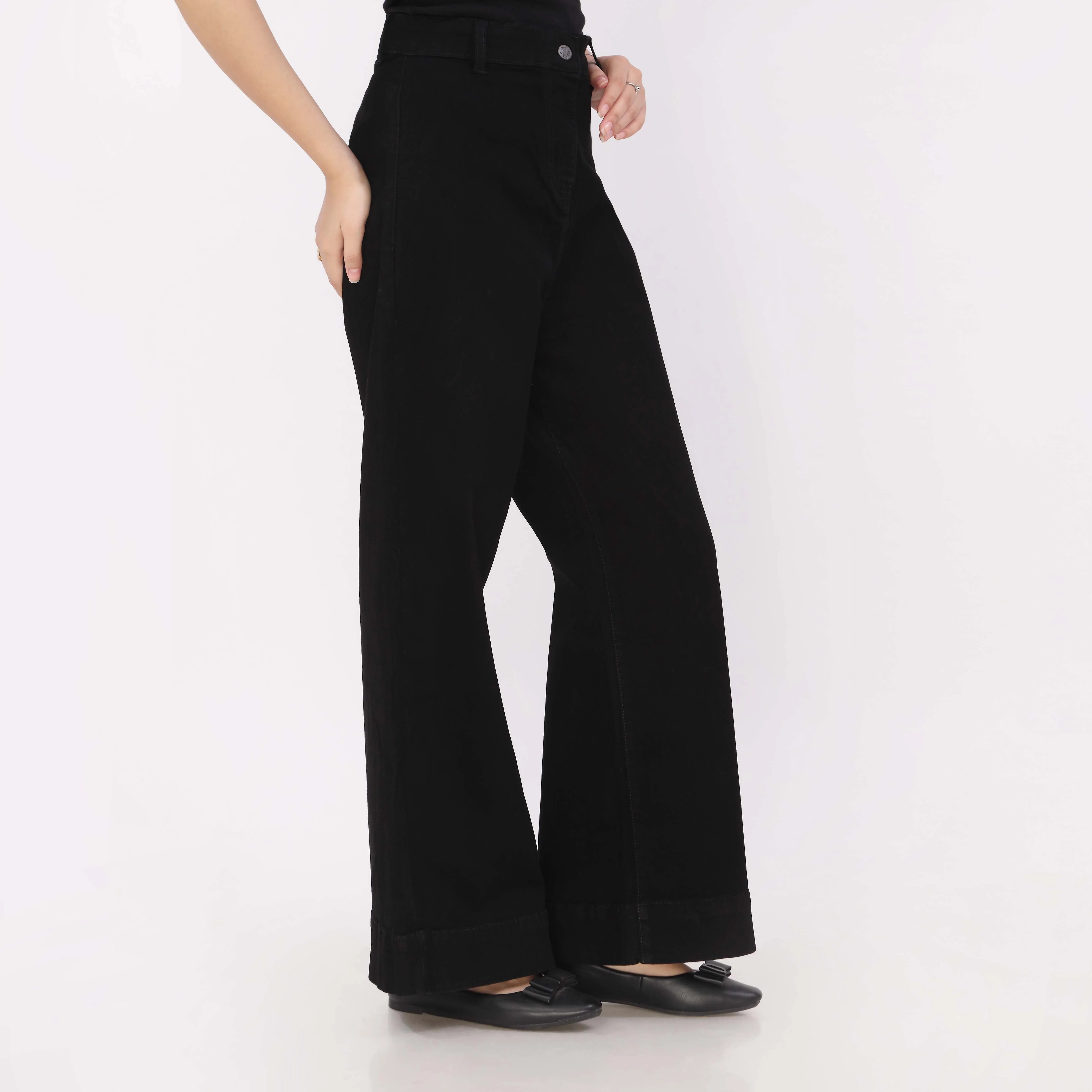 Black Relax Fit Twill Pant - Image 2