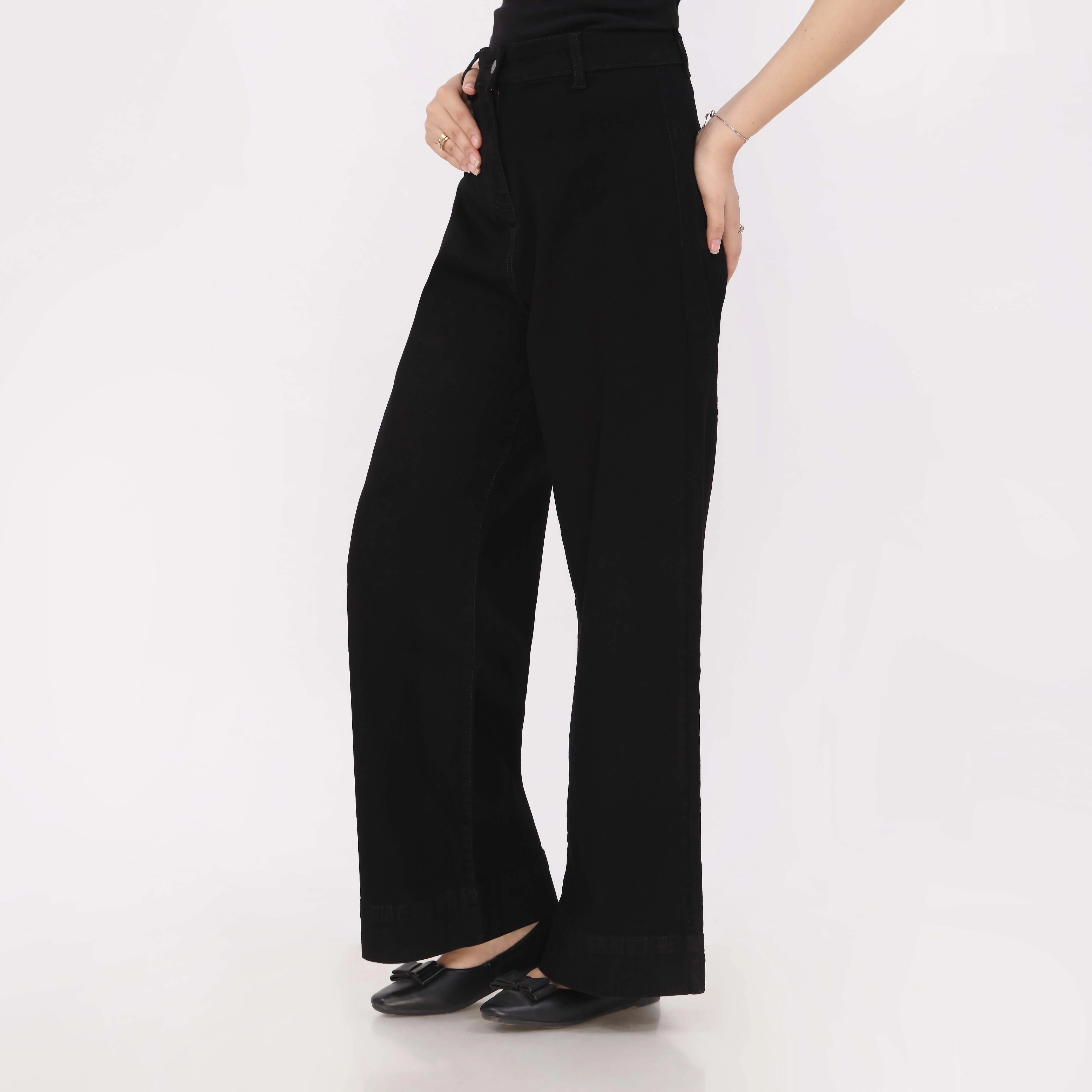 Black Relax Fit Twill Pant - Image 3
