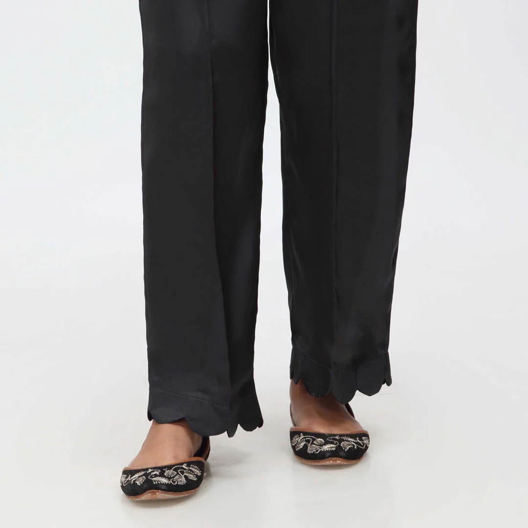 Black Scallops Grip Silk Straight Trouser PW3645