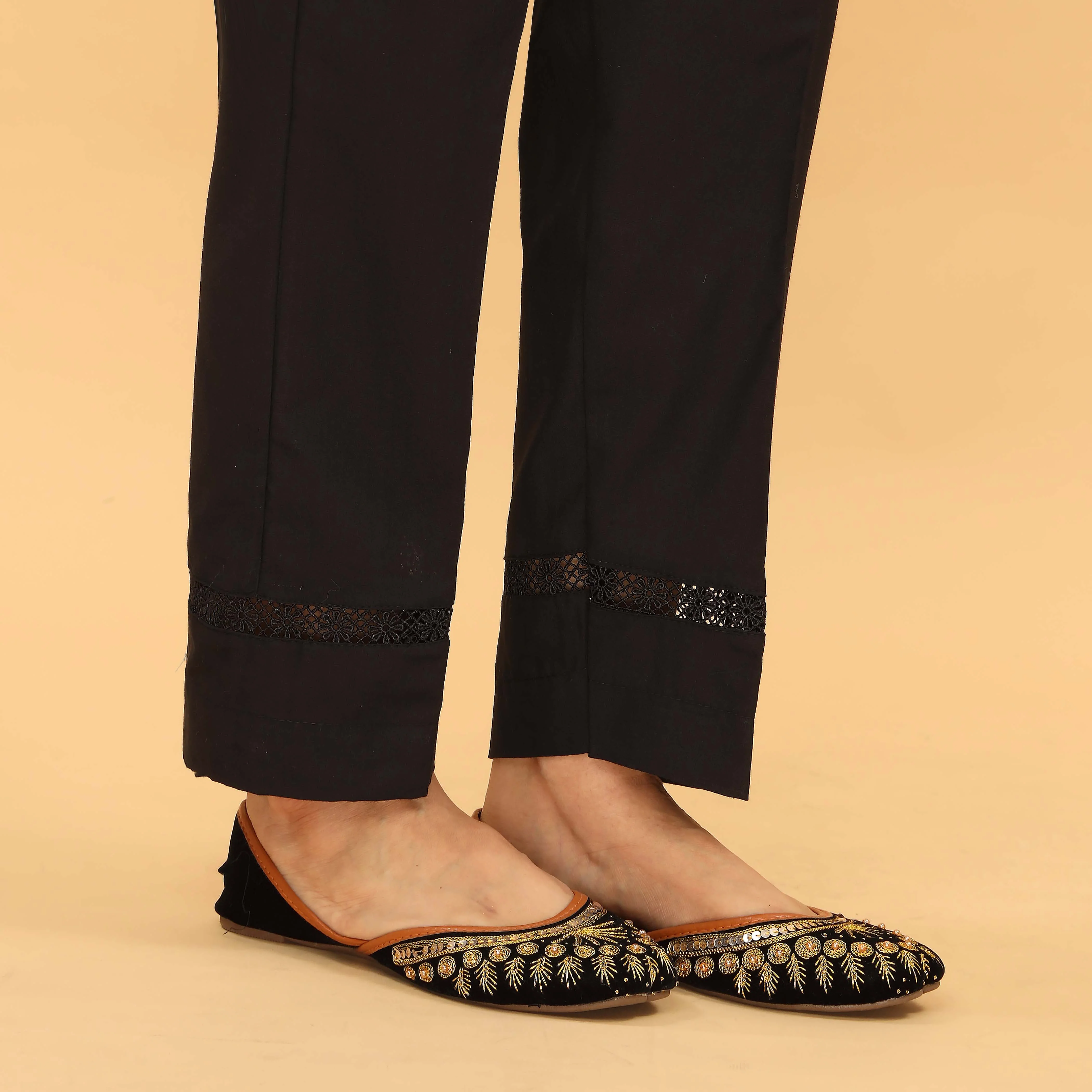 Black Slim Fit Plain Trouser PL5039 - Image 2
