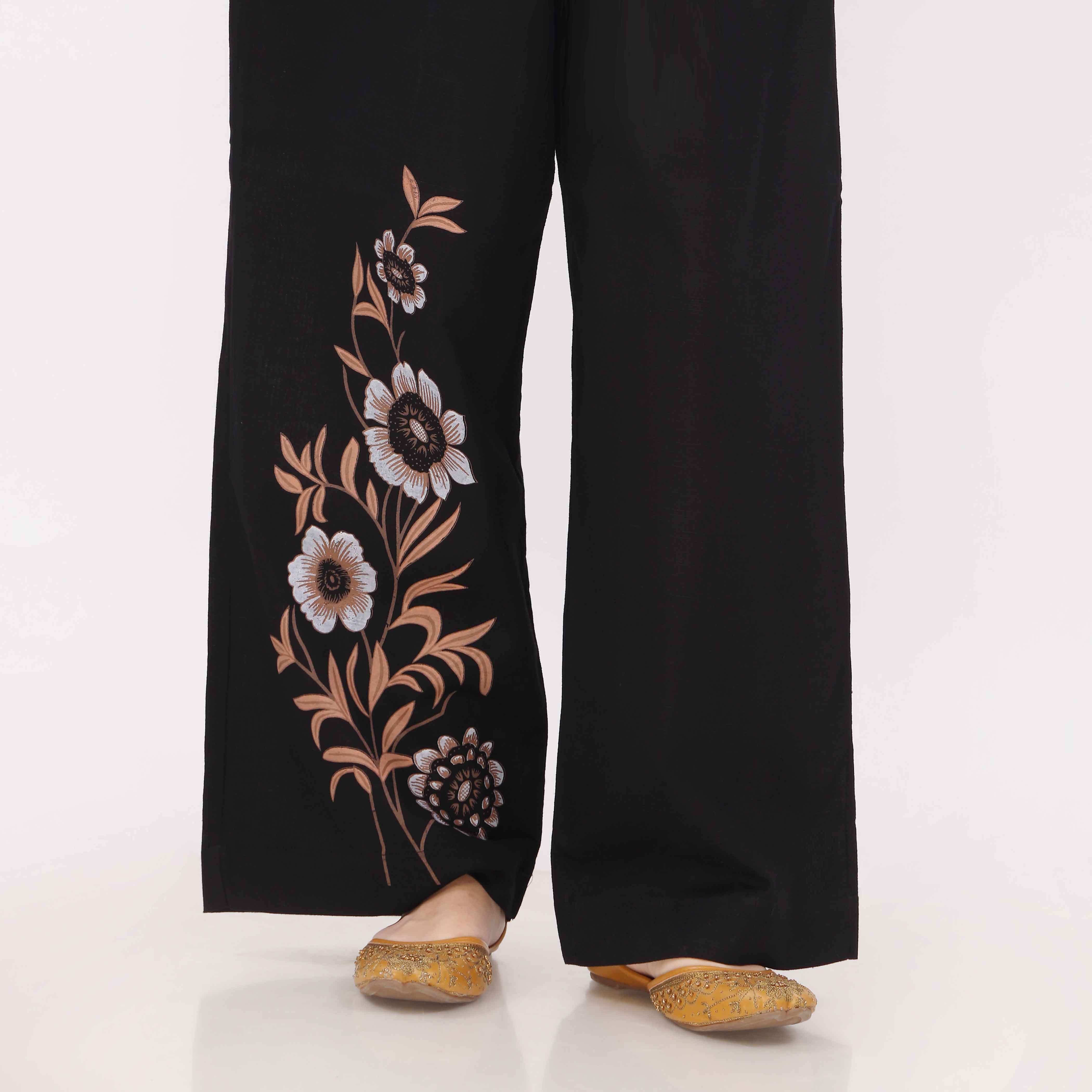 Black Slub Khaddar Trouser PL5143 - Image 2