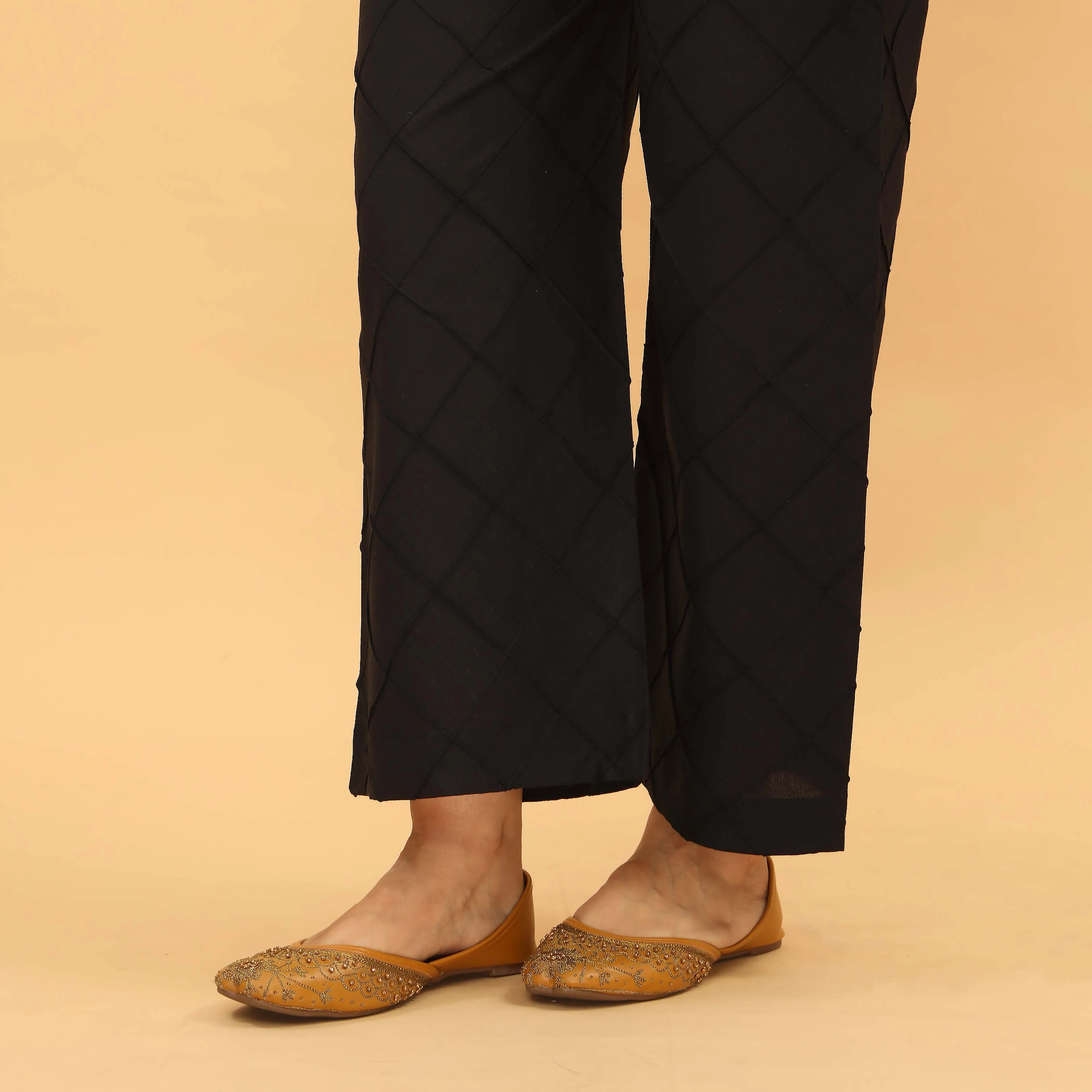 Black Straight Fit Embellished Trouser PL5031 - Image 3