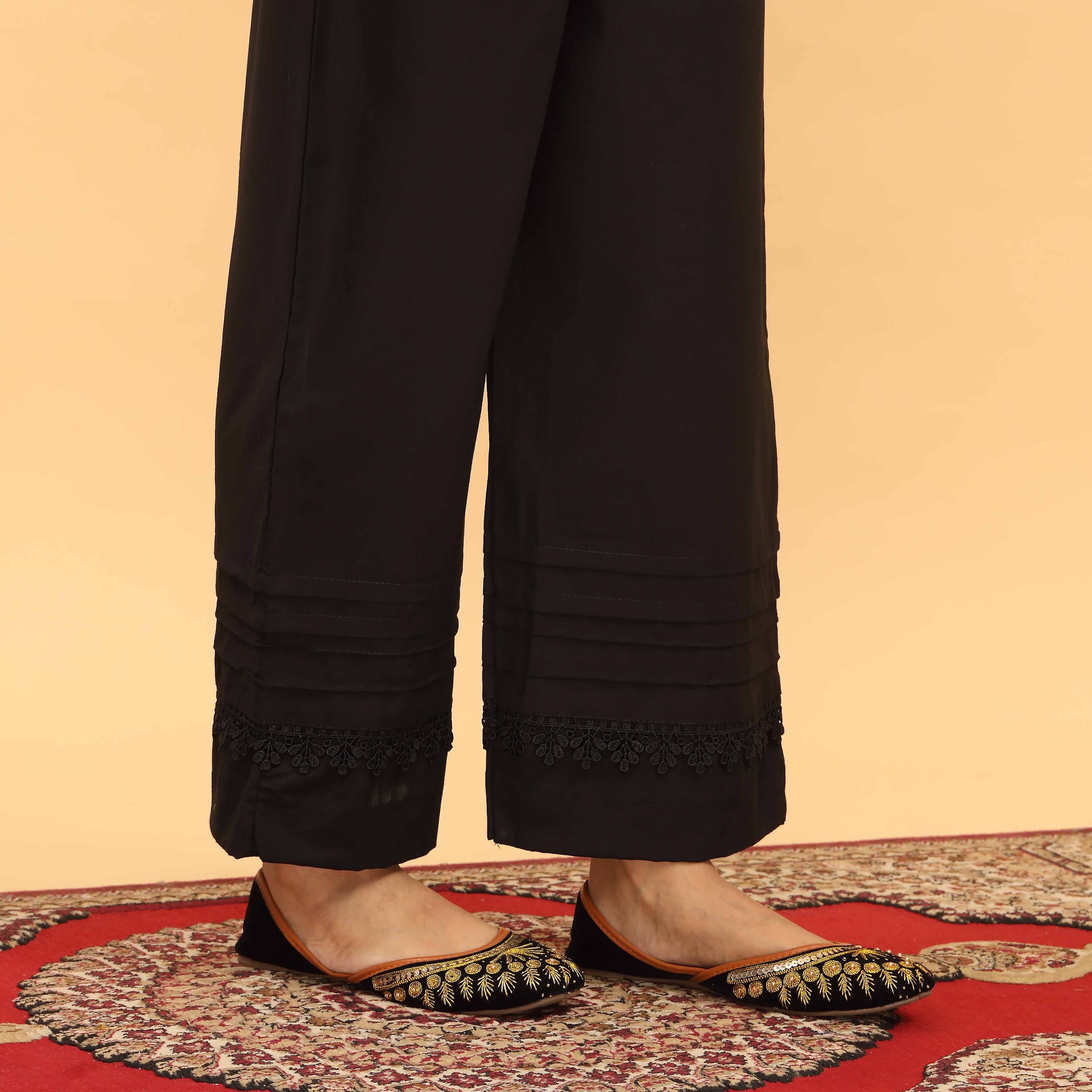 Black Straight Fit Embellished Trouser PL5047 - Image 2