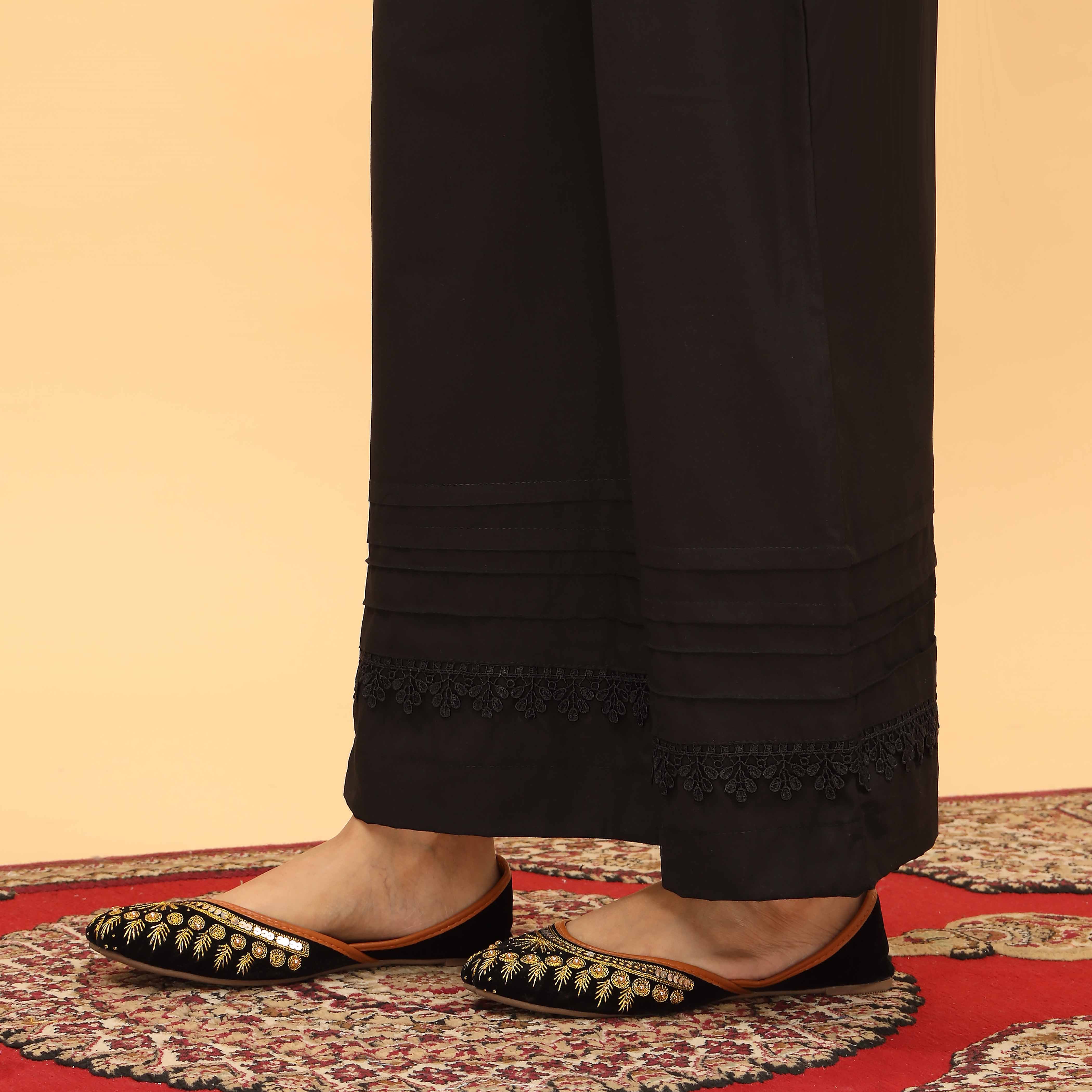 Black Straight Fit Embellished Trouser PL5047 - Image 3