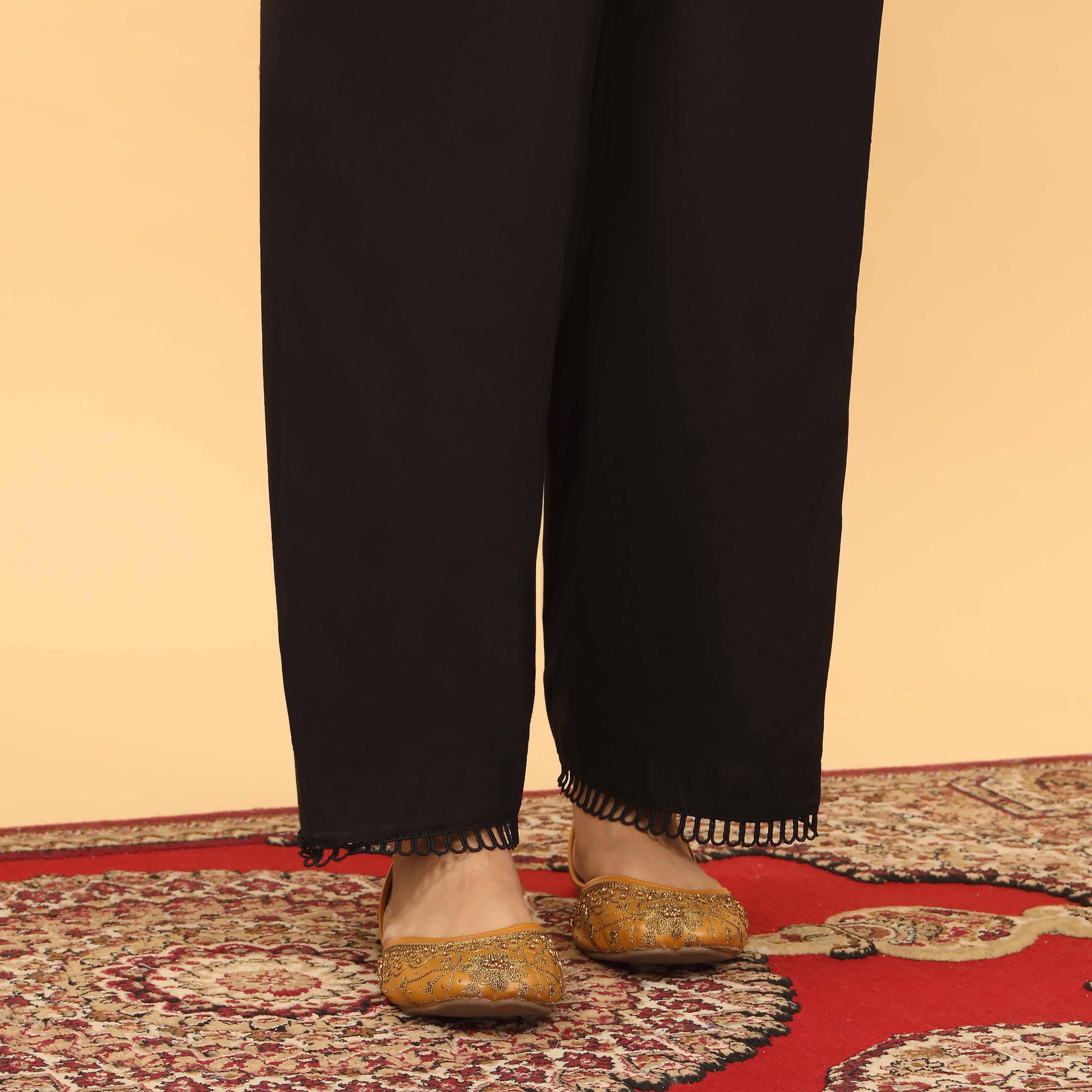 Black Straight Fit Embellished Trouser PL5053 - Image 3