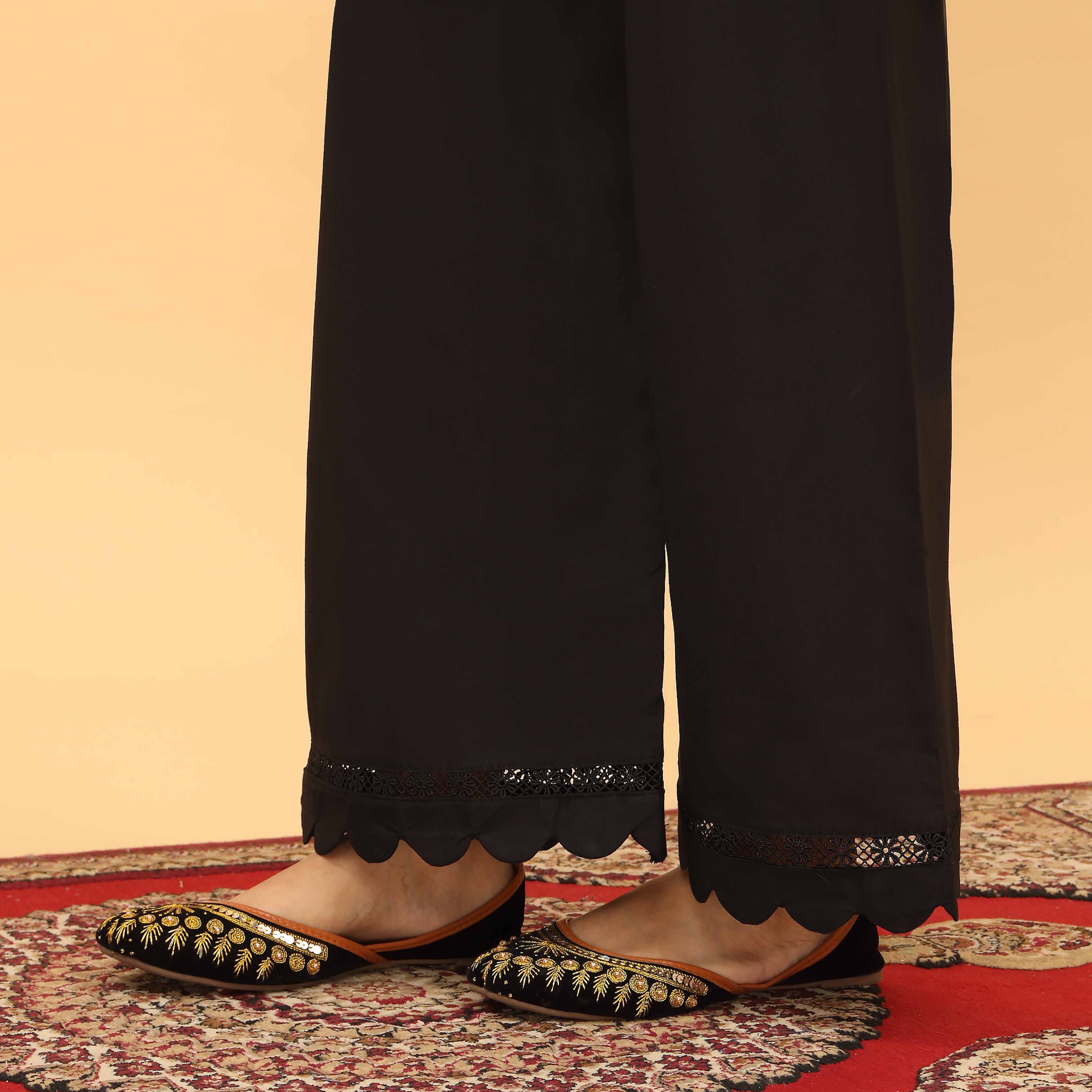 Black Straight Fit Embellished Trouser PL5056 - Image 2