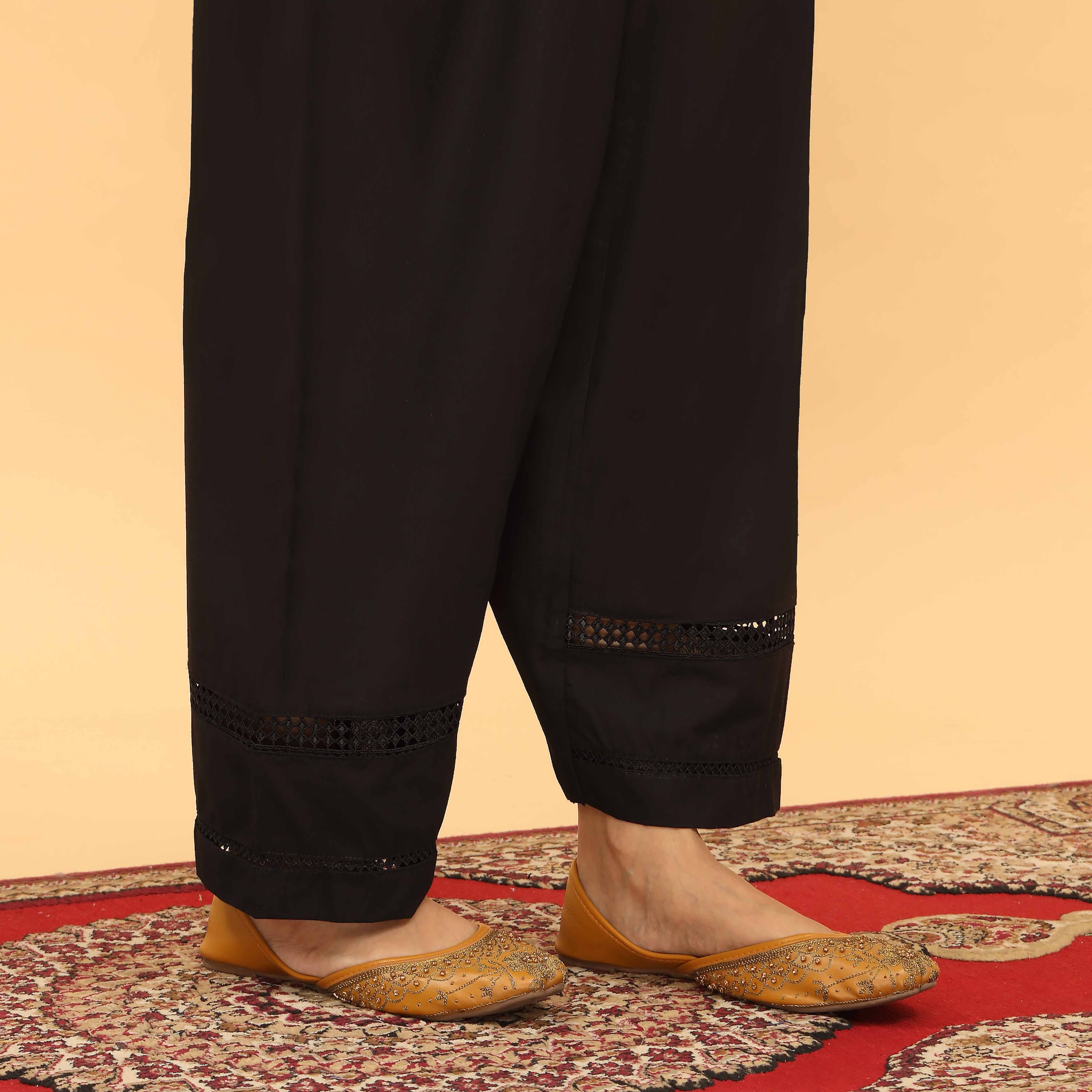 Black Straight Fit Embellished Trouser PL5059 - Image 3