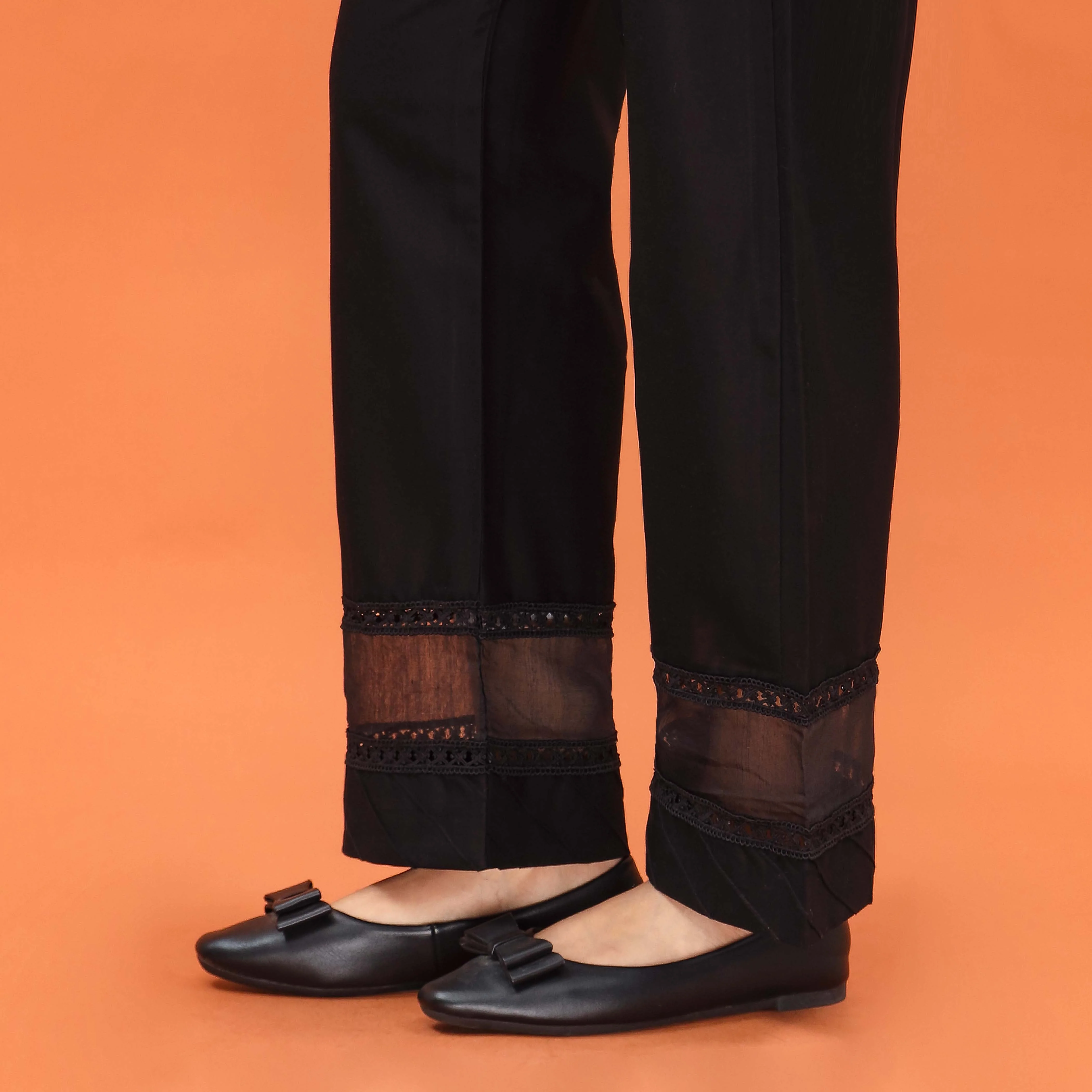 Black Straight Fit Embroidered Trouser PL5010 - Image 2