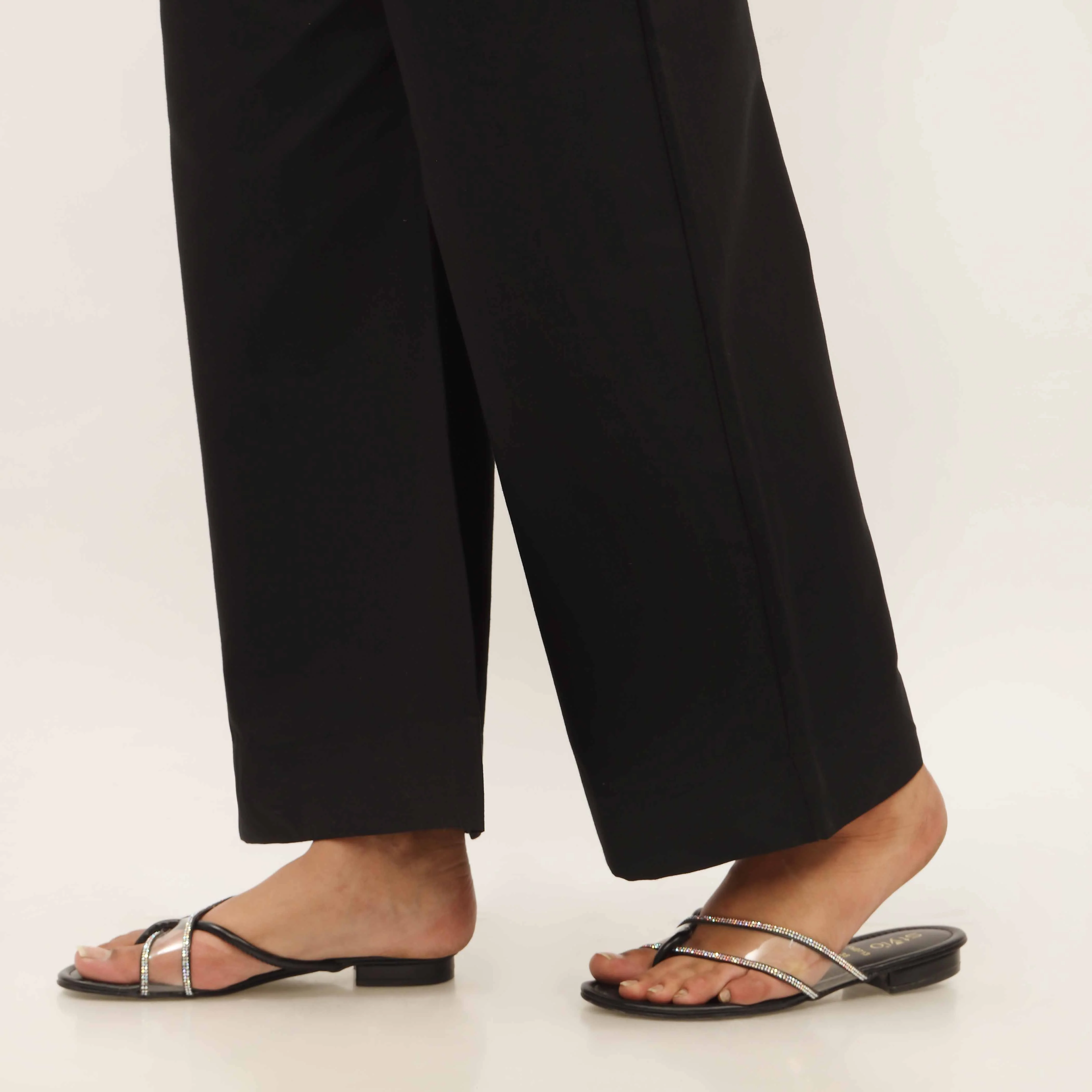 Black Straight Fit Plain Trouser PS4599 - Image 3