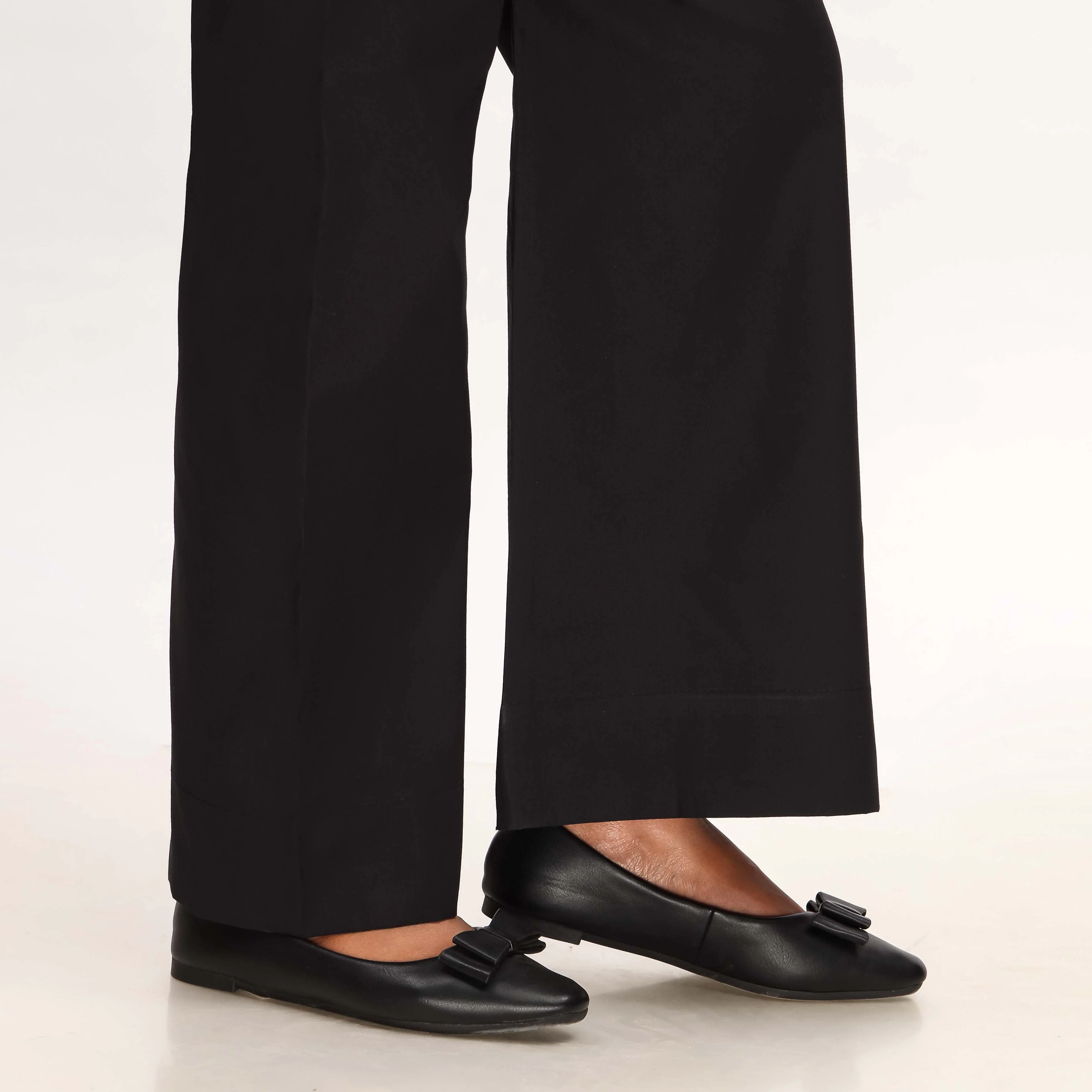 Black Striaght Fit Cambric Plain Trouser PS4596 - Image 2