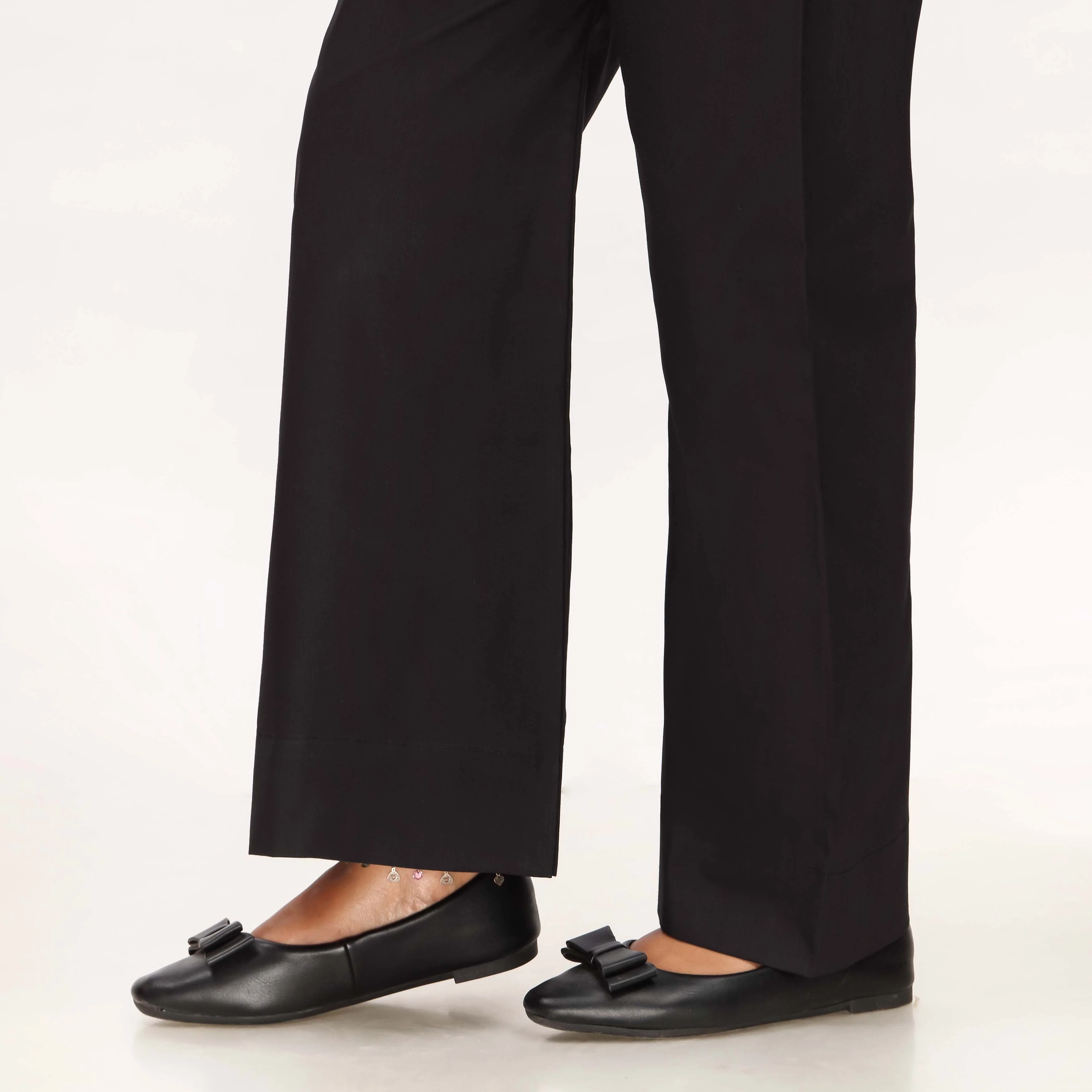 Black Striaght Fit Cambric Plain Trouser PS4596 - Image 3