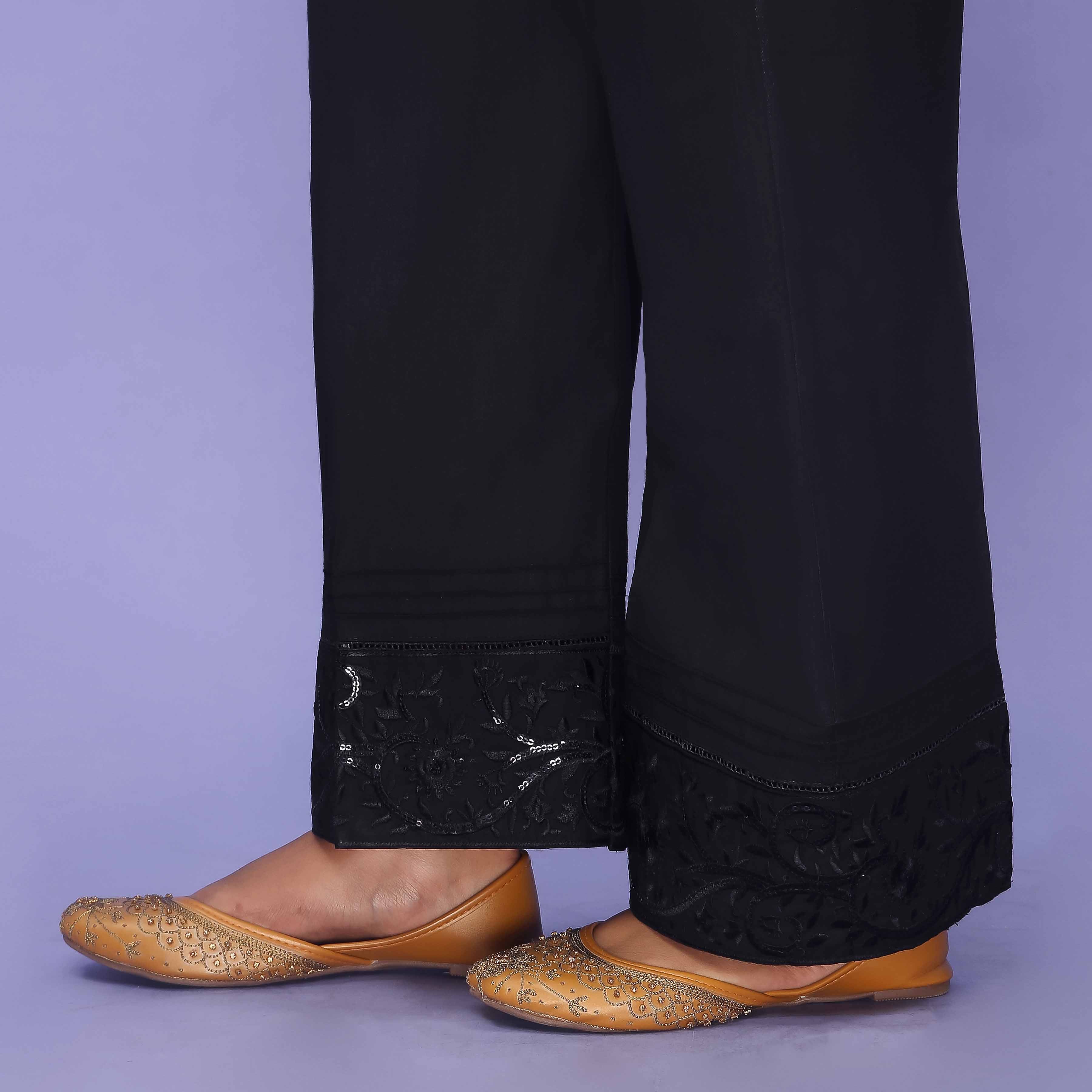 Black Striaght Fit Cambric Trouser PL4074 - Image 2