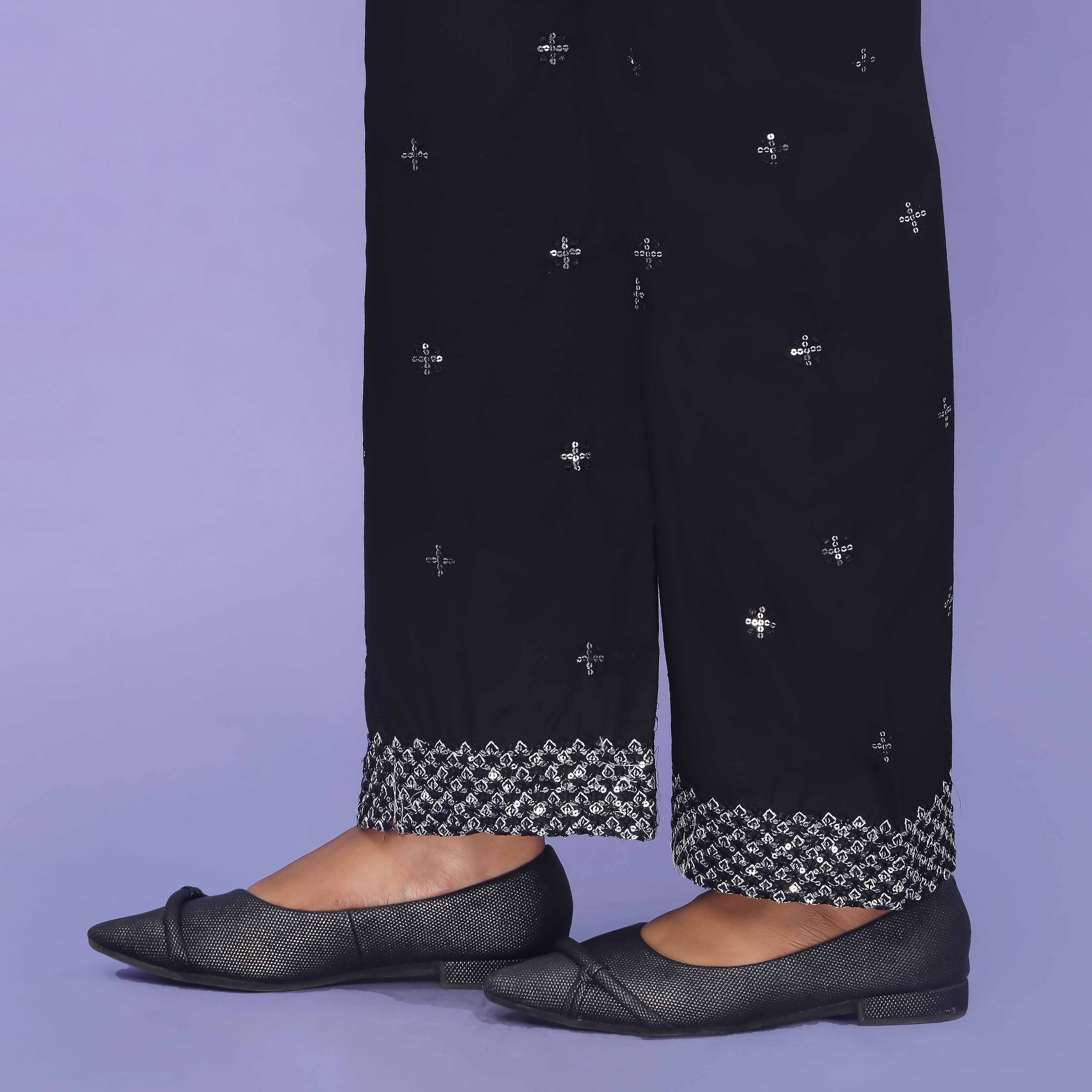Black Striaght Fit Cambric Trouser PL4080 - Image 2