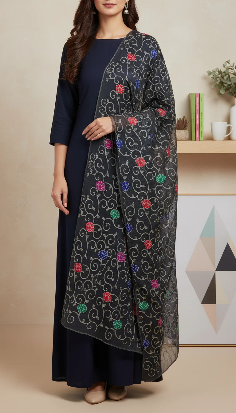Black Summer Shawl PD6120 - Image 2