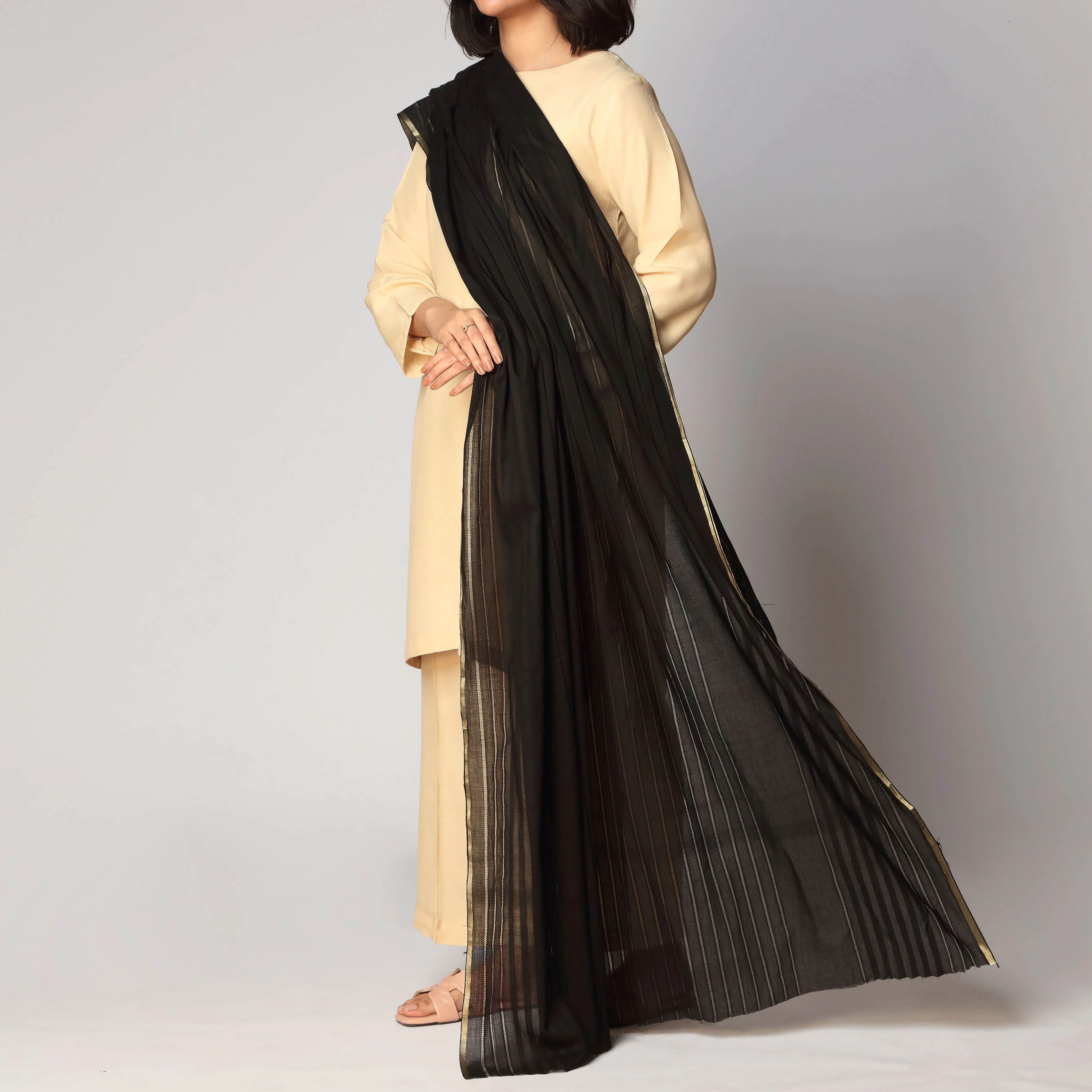 Black Tarkashi Broshia Lawn Dupatta PS3776 - Image 2
