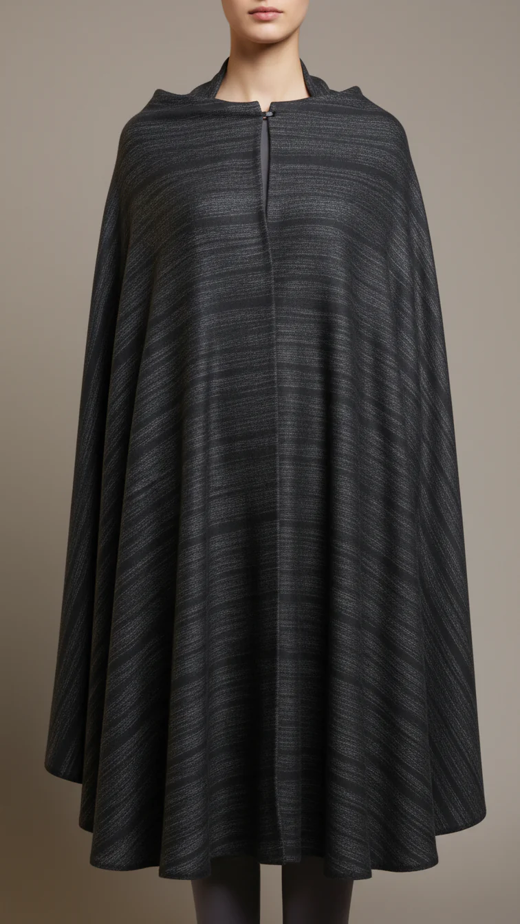 Black Winter Cape shawl PW5911 - Image 2