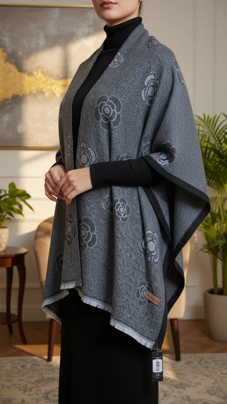 Black Winter Capeshawl PW5694 - Image 2