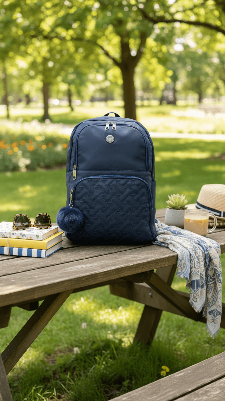 Blue Casual Back Pack For Women P47473 - Image 2