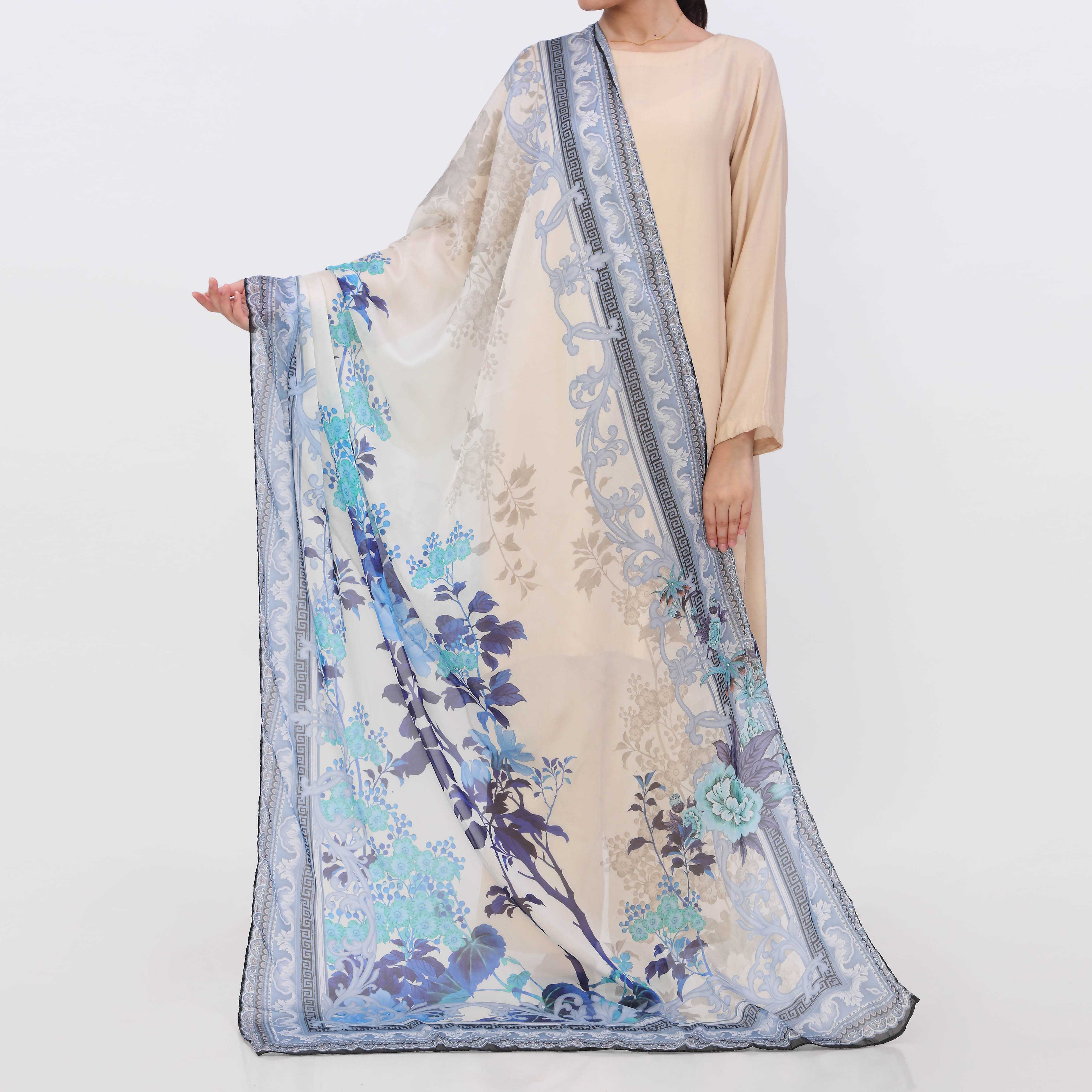 Blue Digital Printed Apple Silk Duppata PD5618 - Image 2