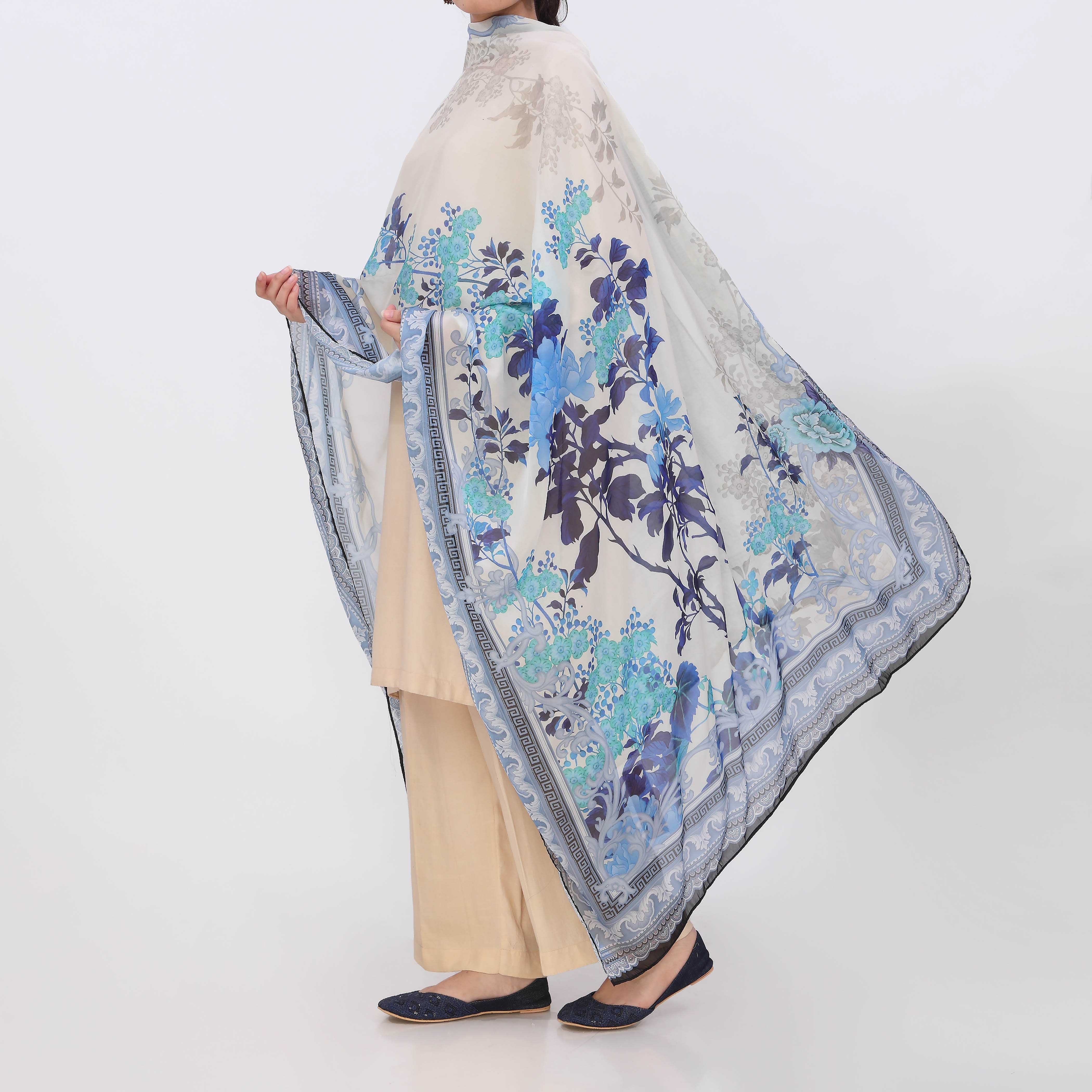 Blue Digital Printed Apple Silk Duppata PD5618 - Image 3