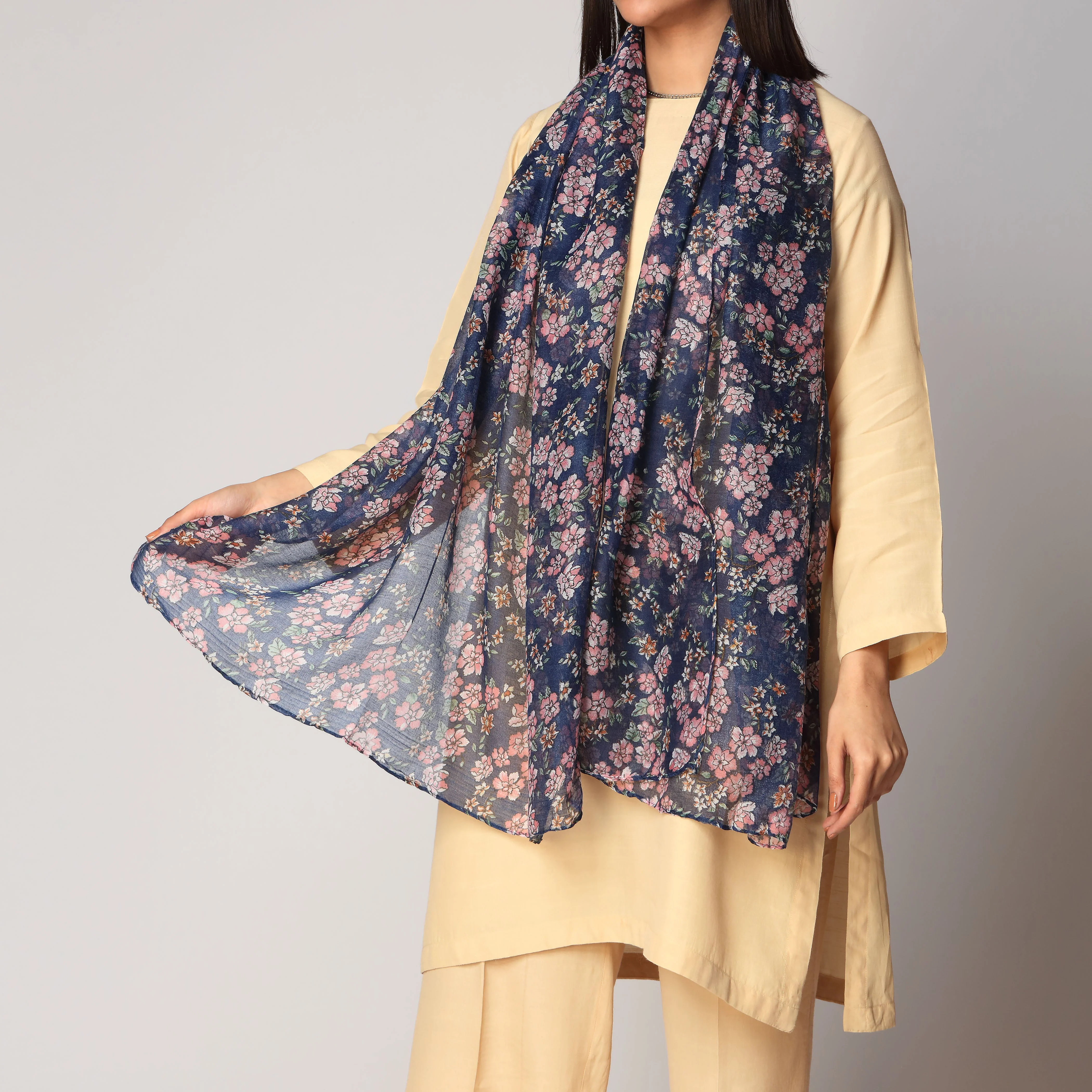 Blue Digital Printed Stole PS3751 - Image 2