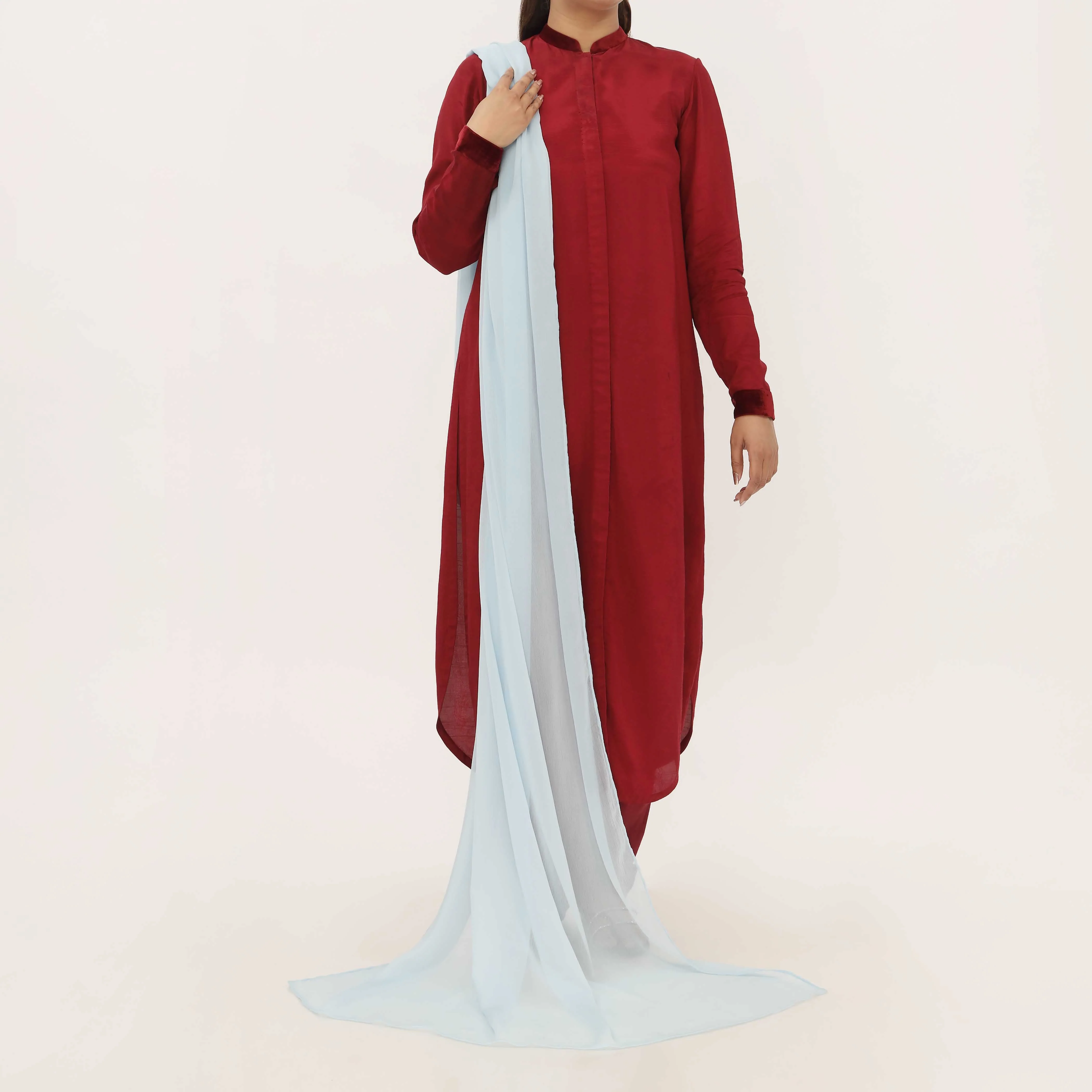 Blue Dyed Chiffon Dupatta PD5578 - Image 2