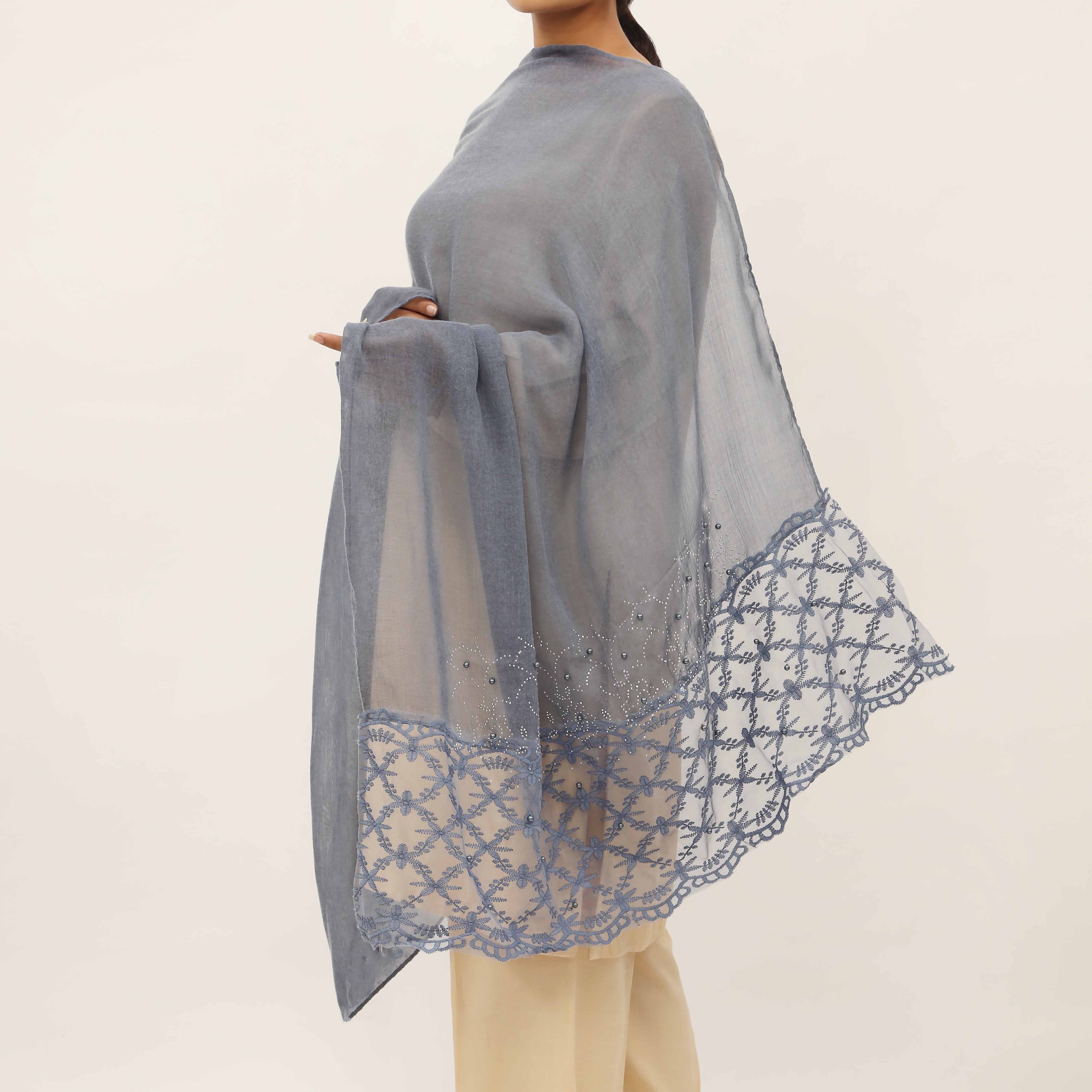 Blue Embroidered Stole PD5245 - Image 2
