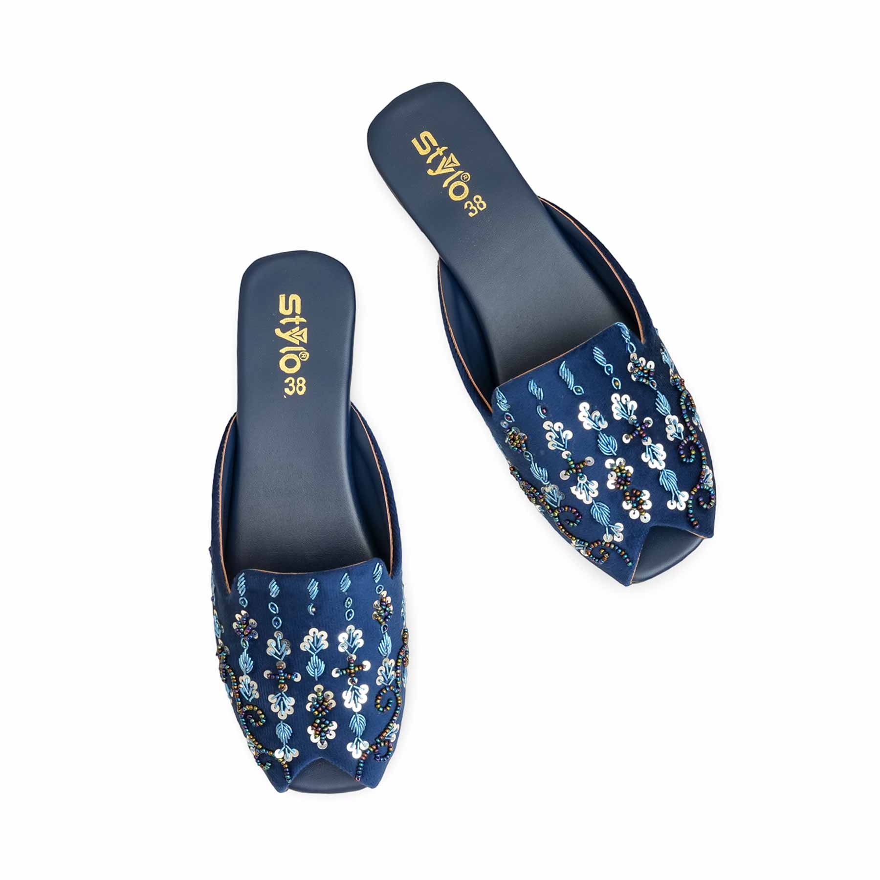 Blue Fancy Back Open Khussa EC8584 - Image 6