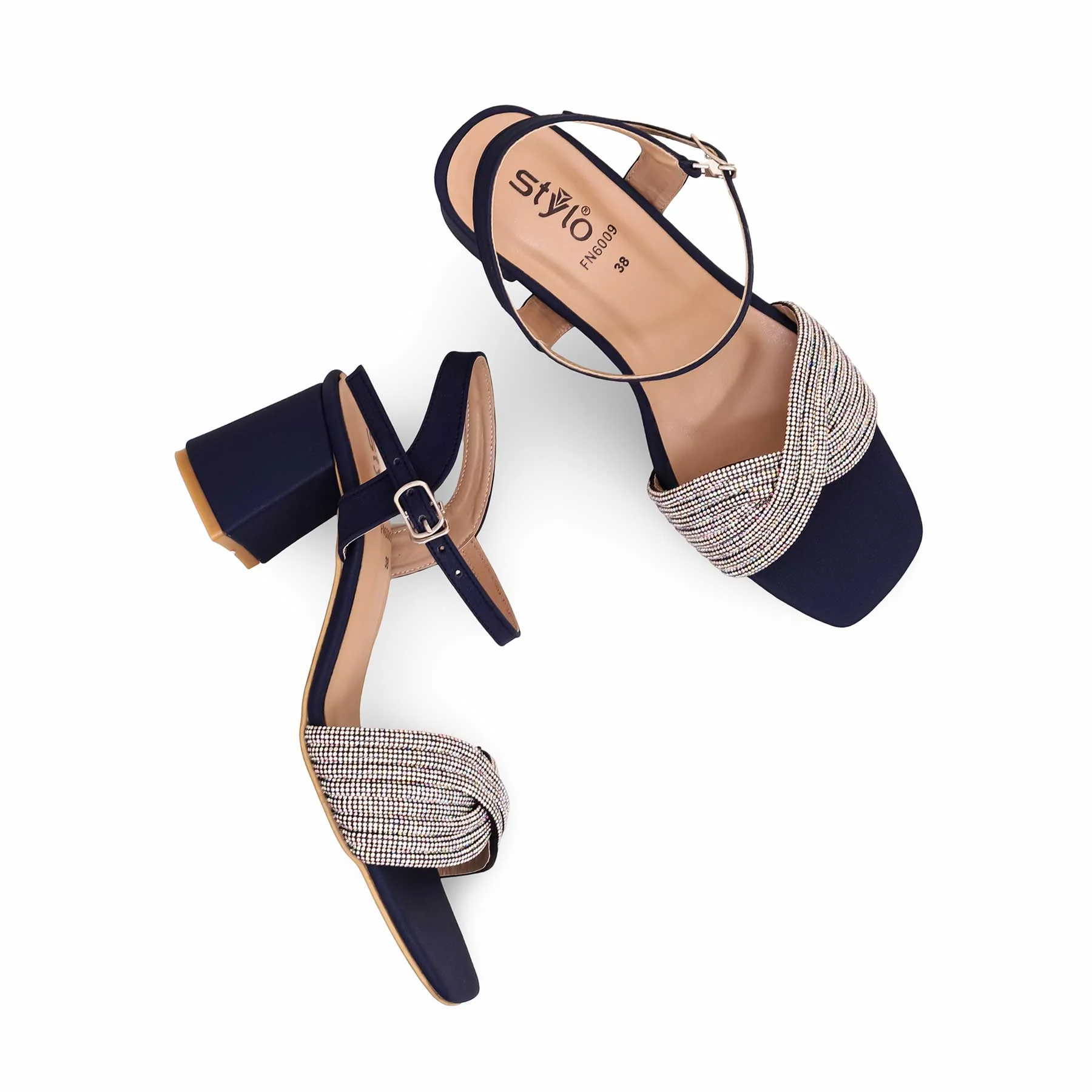 Blue Fancy Block Heel Sandal FN6009 - Image 5