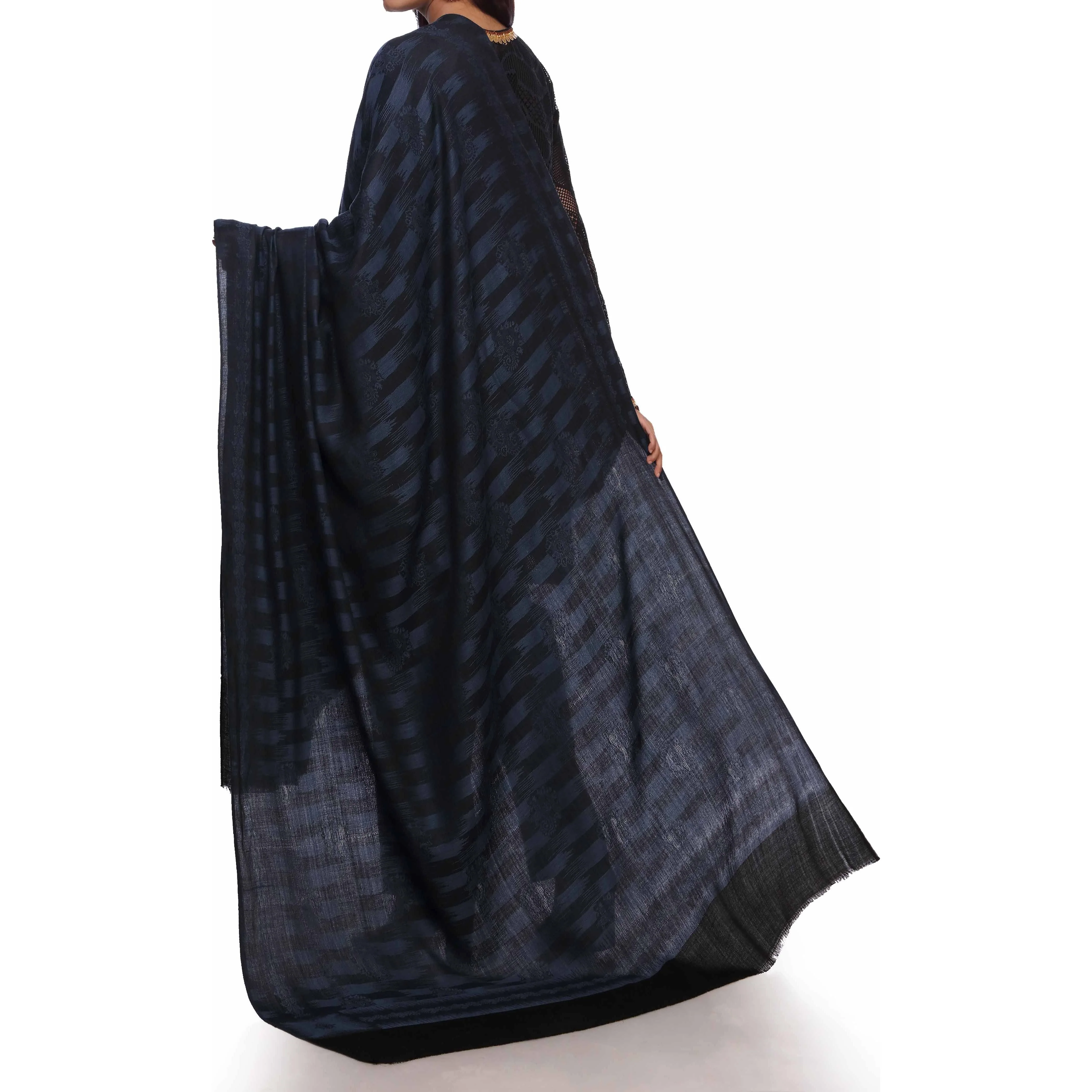 Blue Jacquard Shawl PW2715 - Image 3