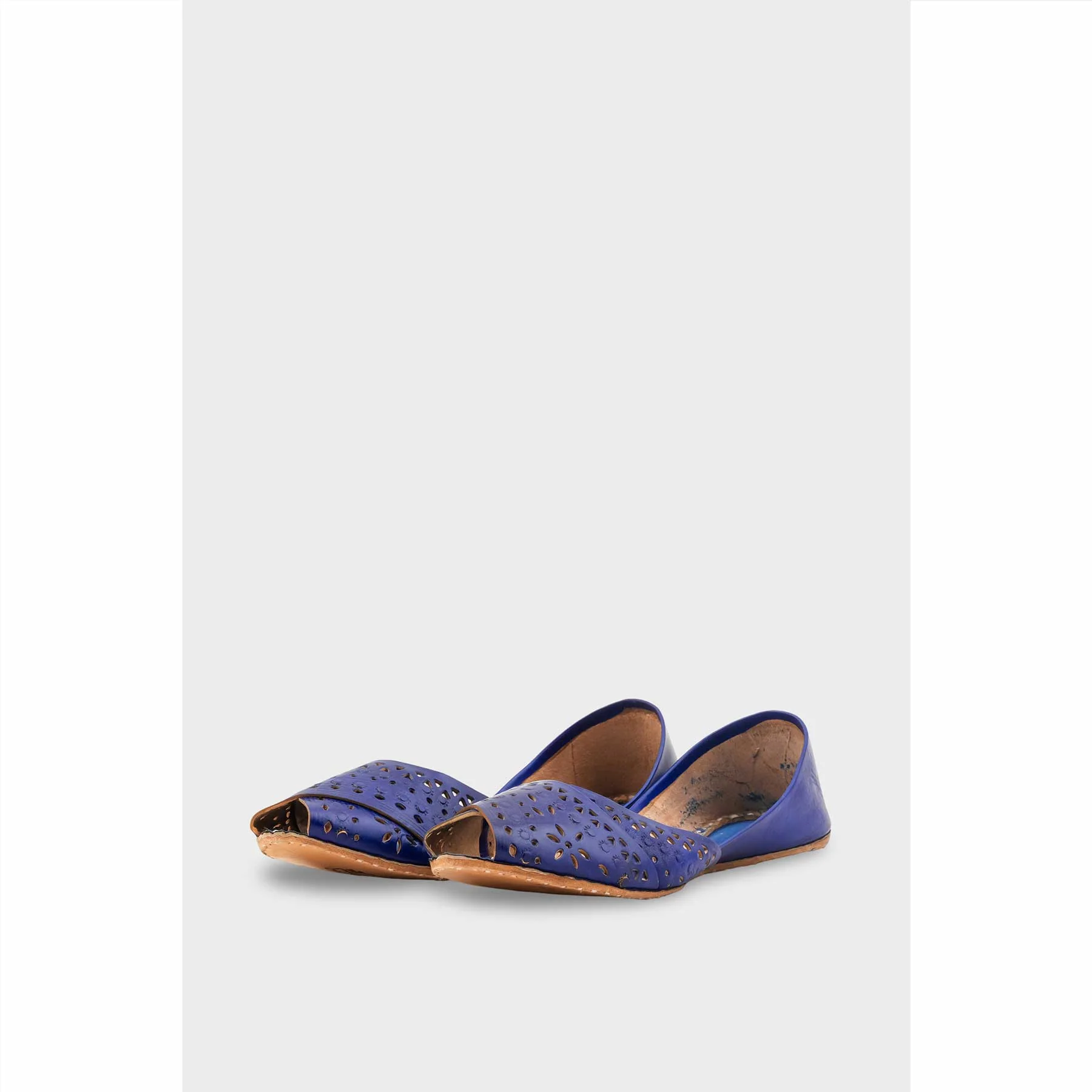 Blue Leather Khussa For Women EC8714 - Image 3