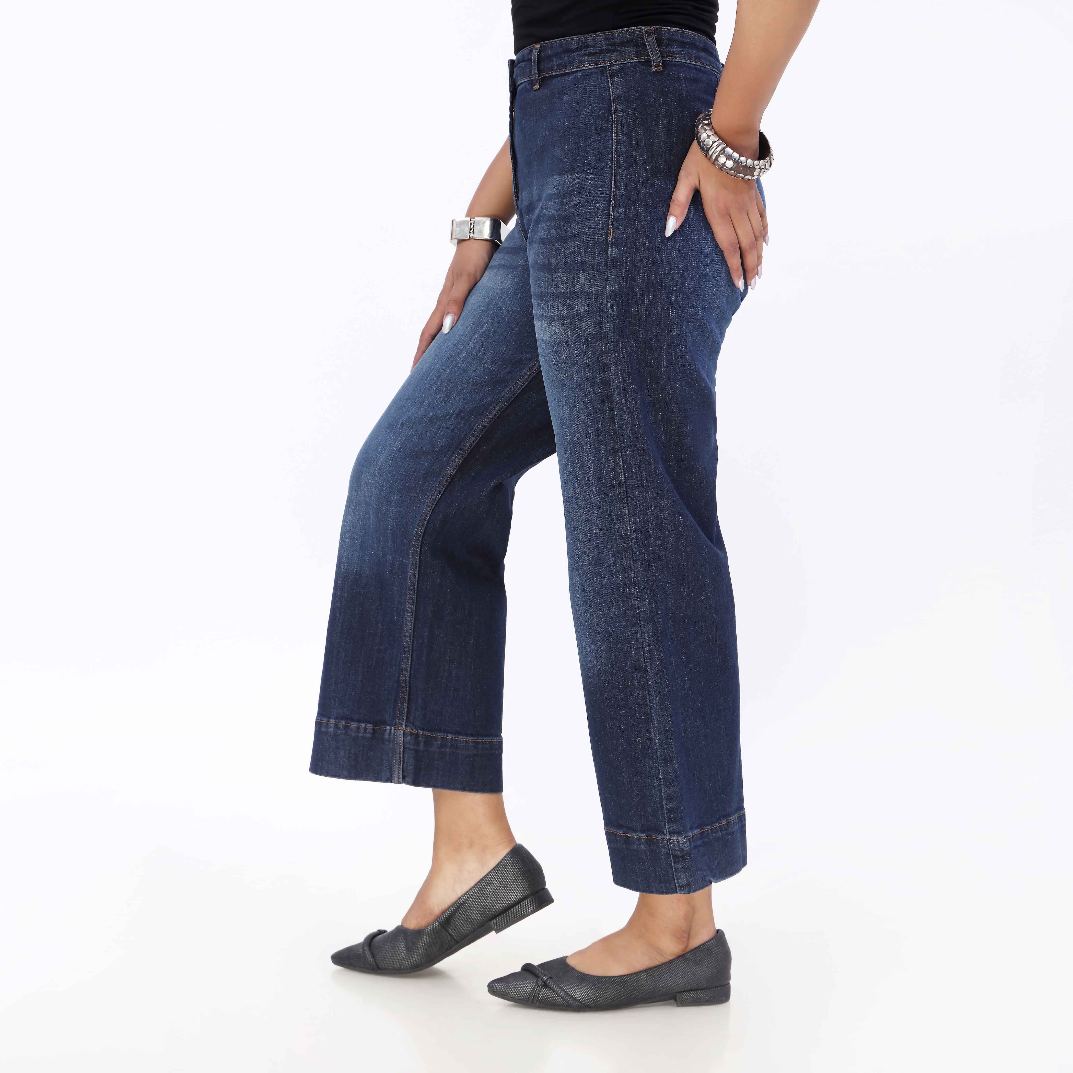 Blue Wide Leg Denim Pant PP5055 - Image 3