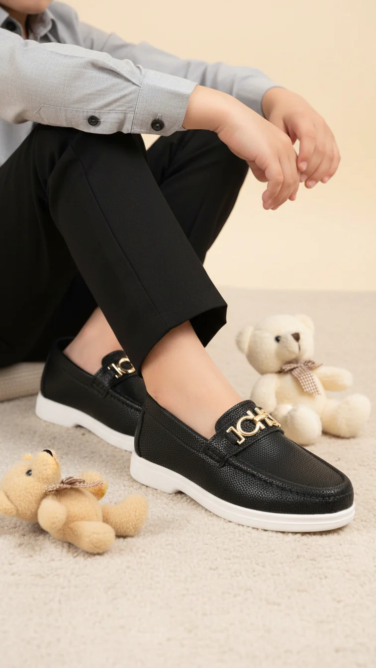 Boys Black Formal Moccasin KD2578