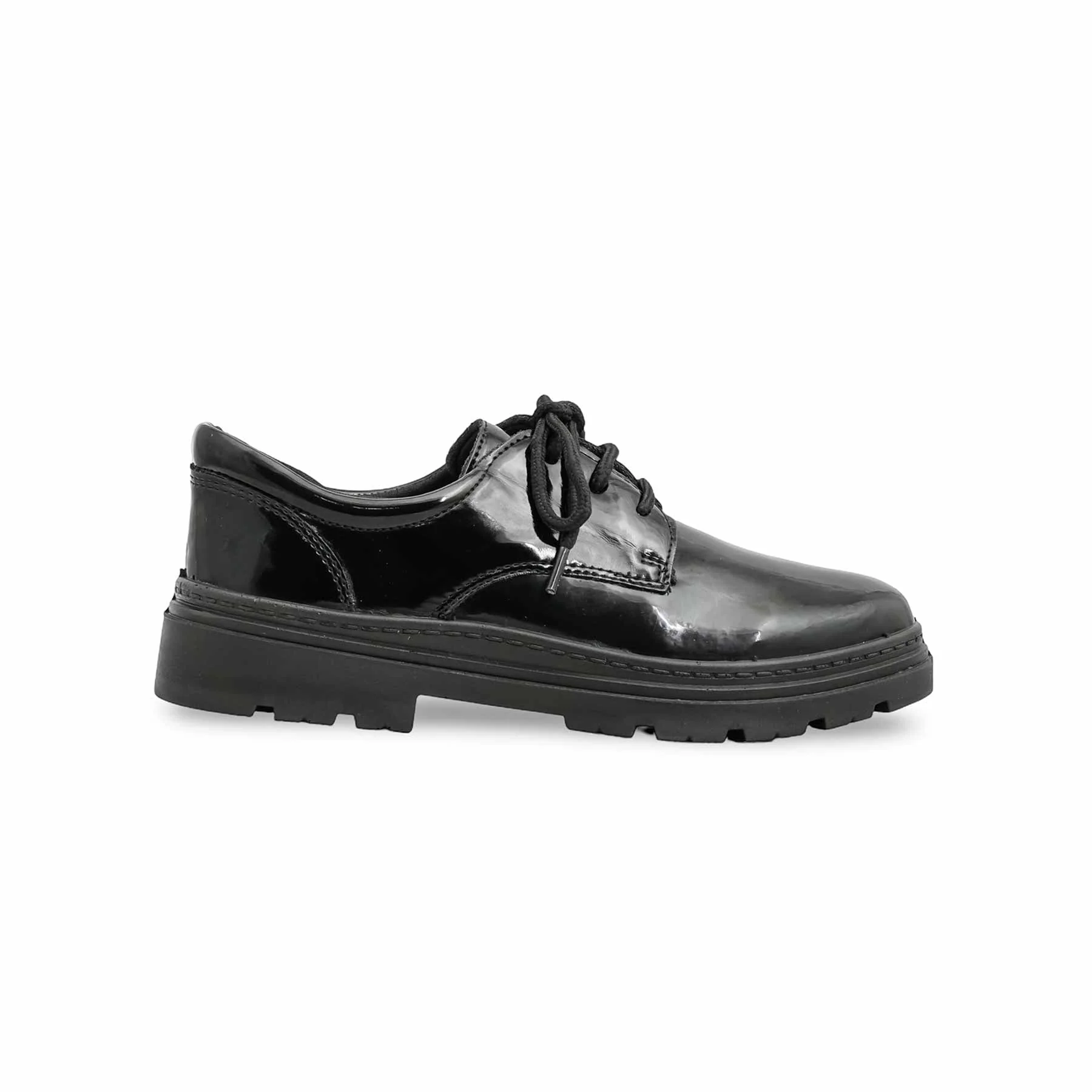 Boys Black Lace Up School Shoes  SK1106 - Image 2