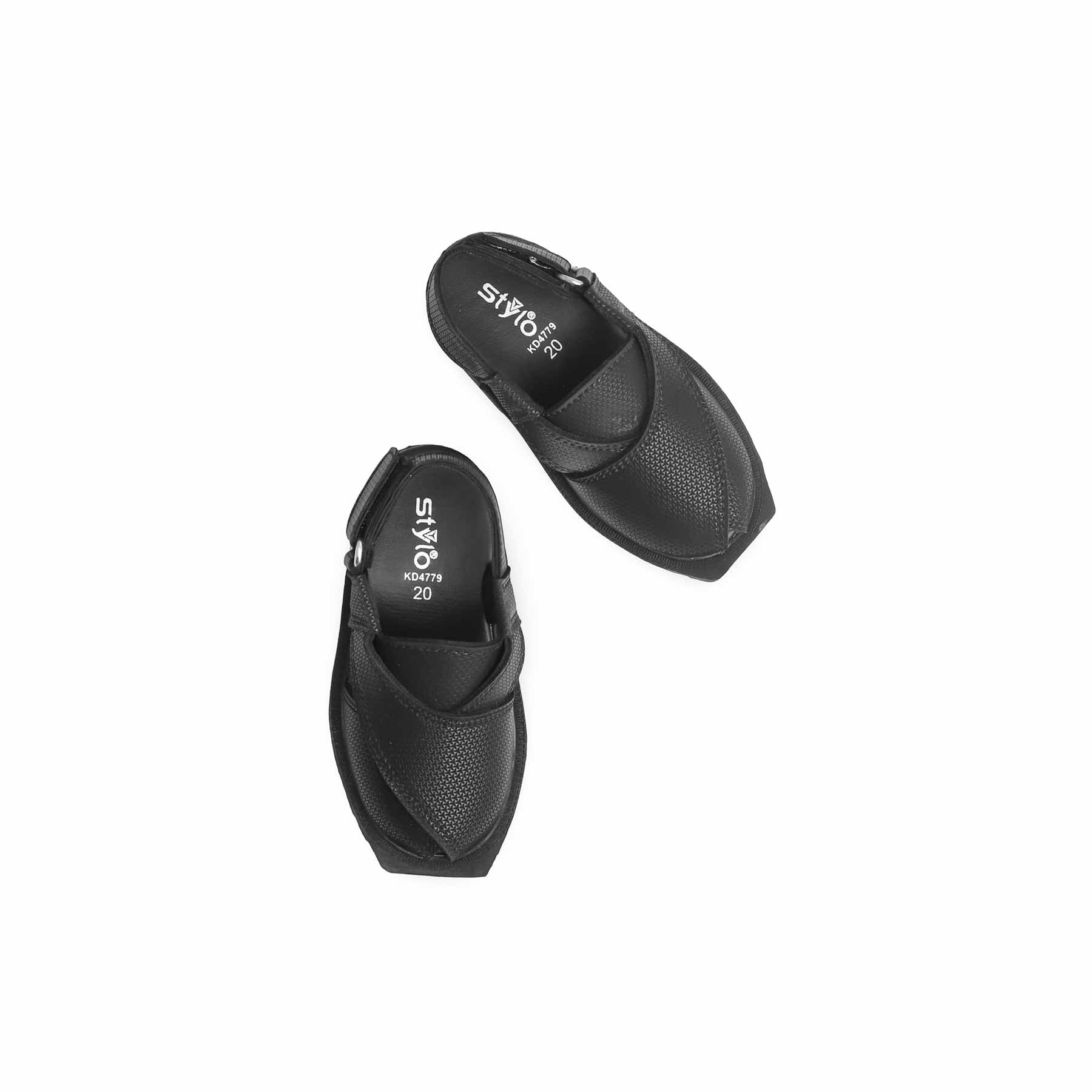 Boys Black Peshawari Chappal KD4779 - Image 5