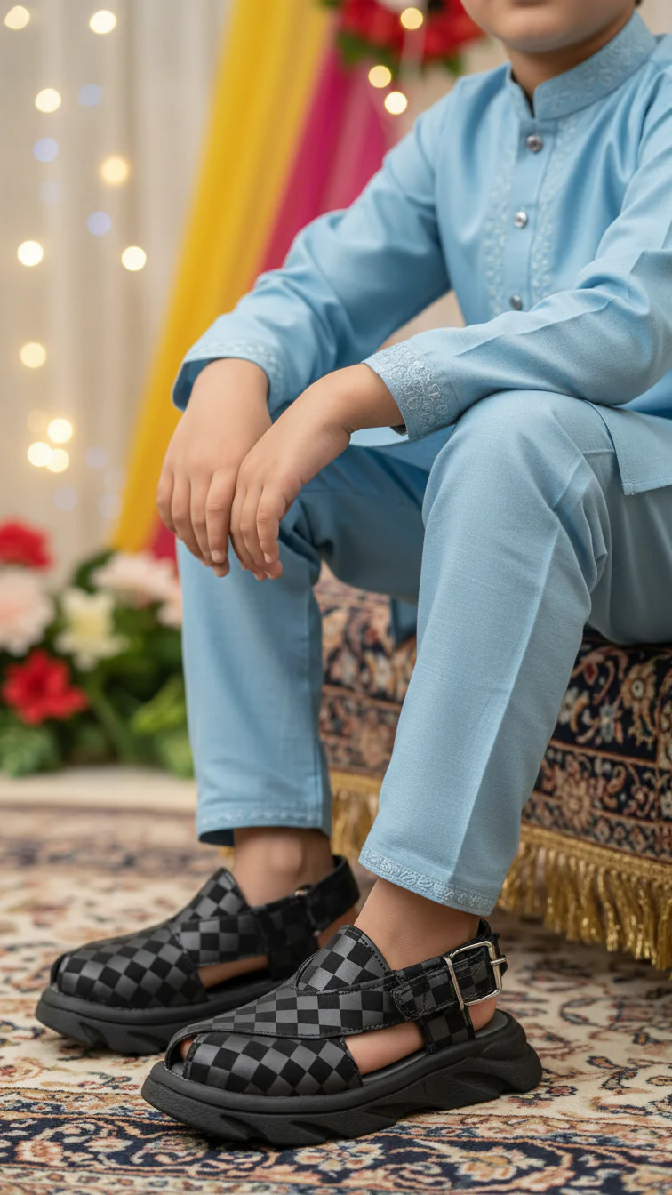 Boys Black Peshawari Chappal KD4959