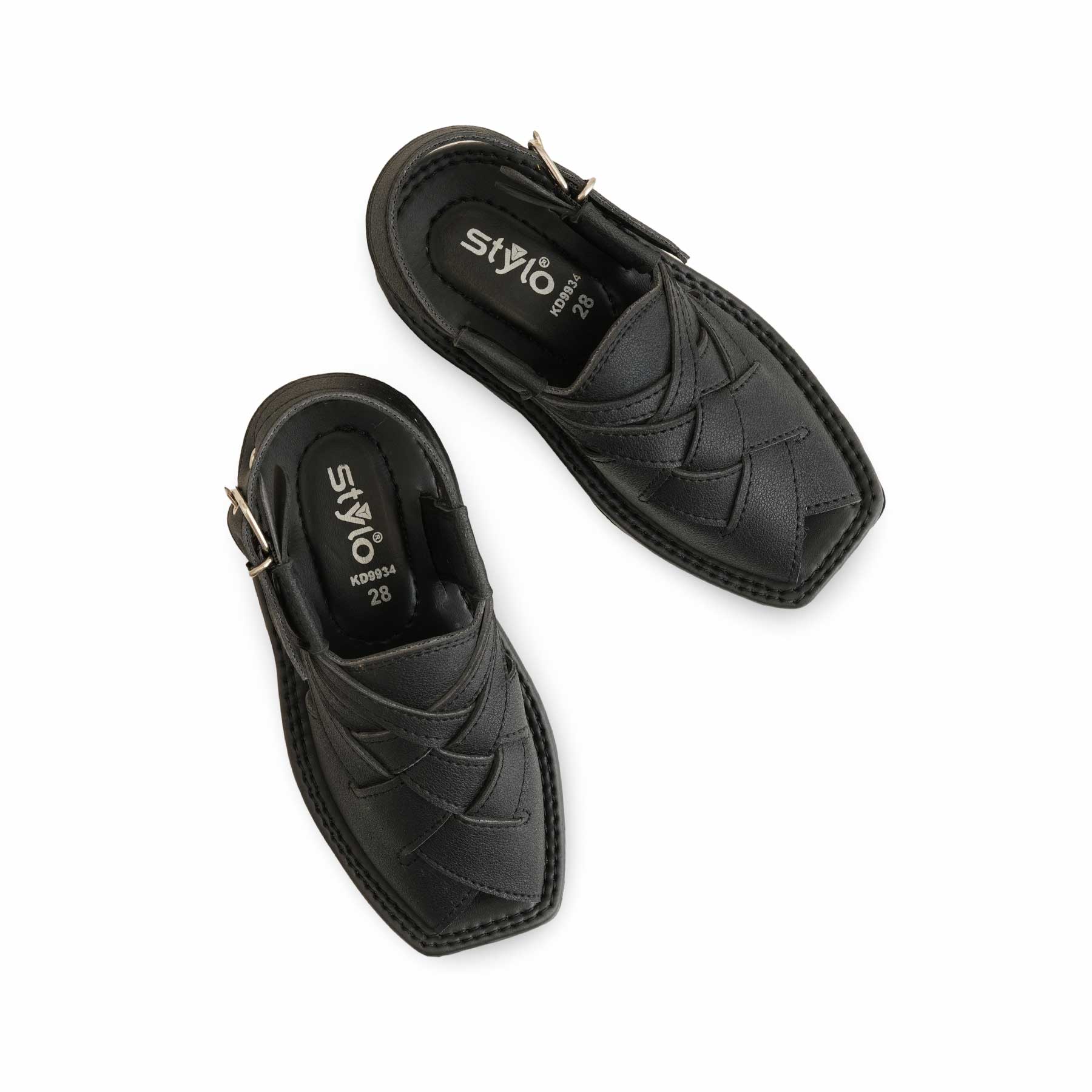 Boys Black Peshawari Chappal KD9934 - Image 5