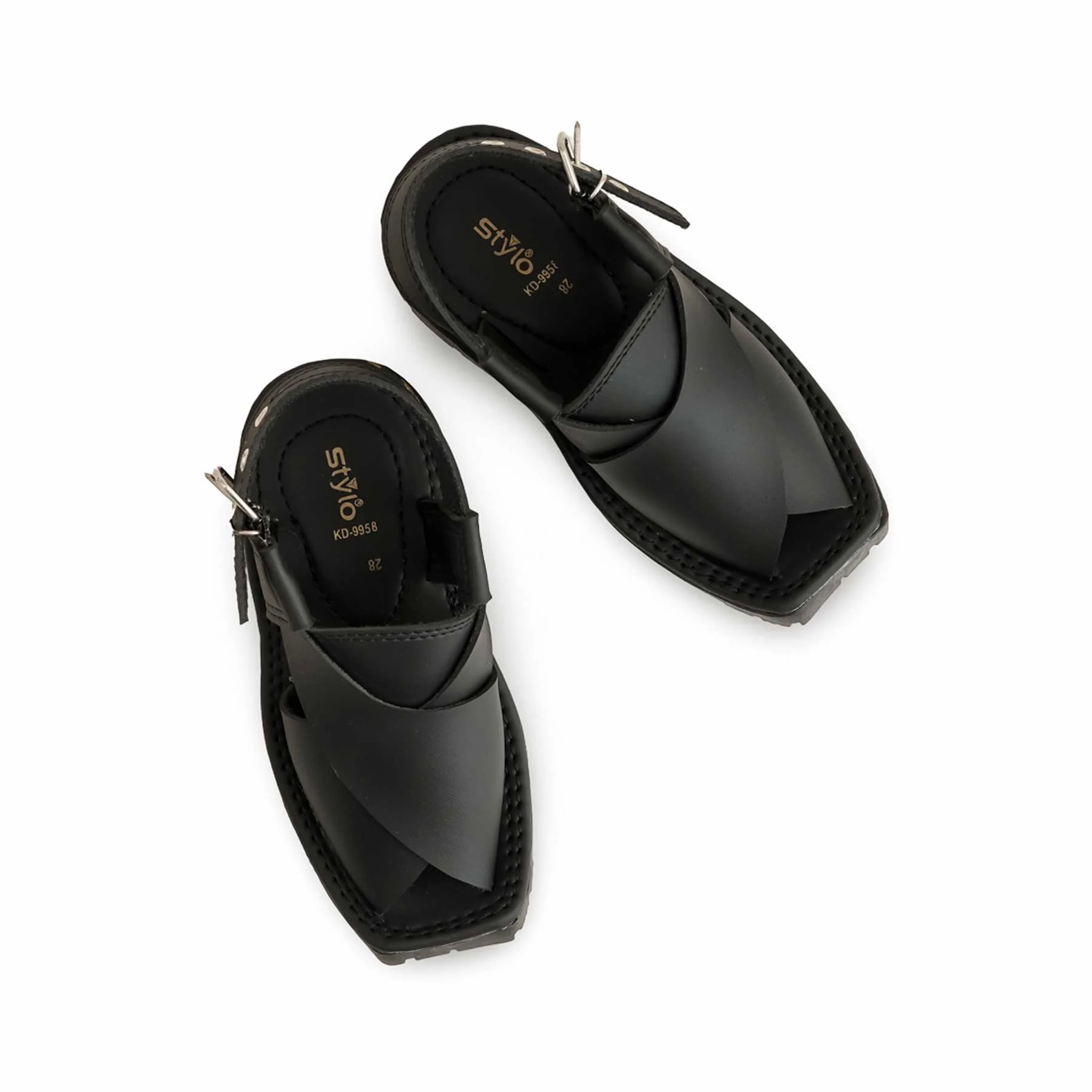 Boys Black Peshawari Chappal KD9958 - Image 5
